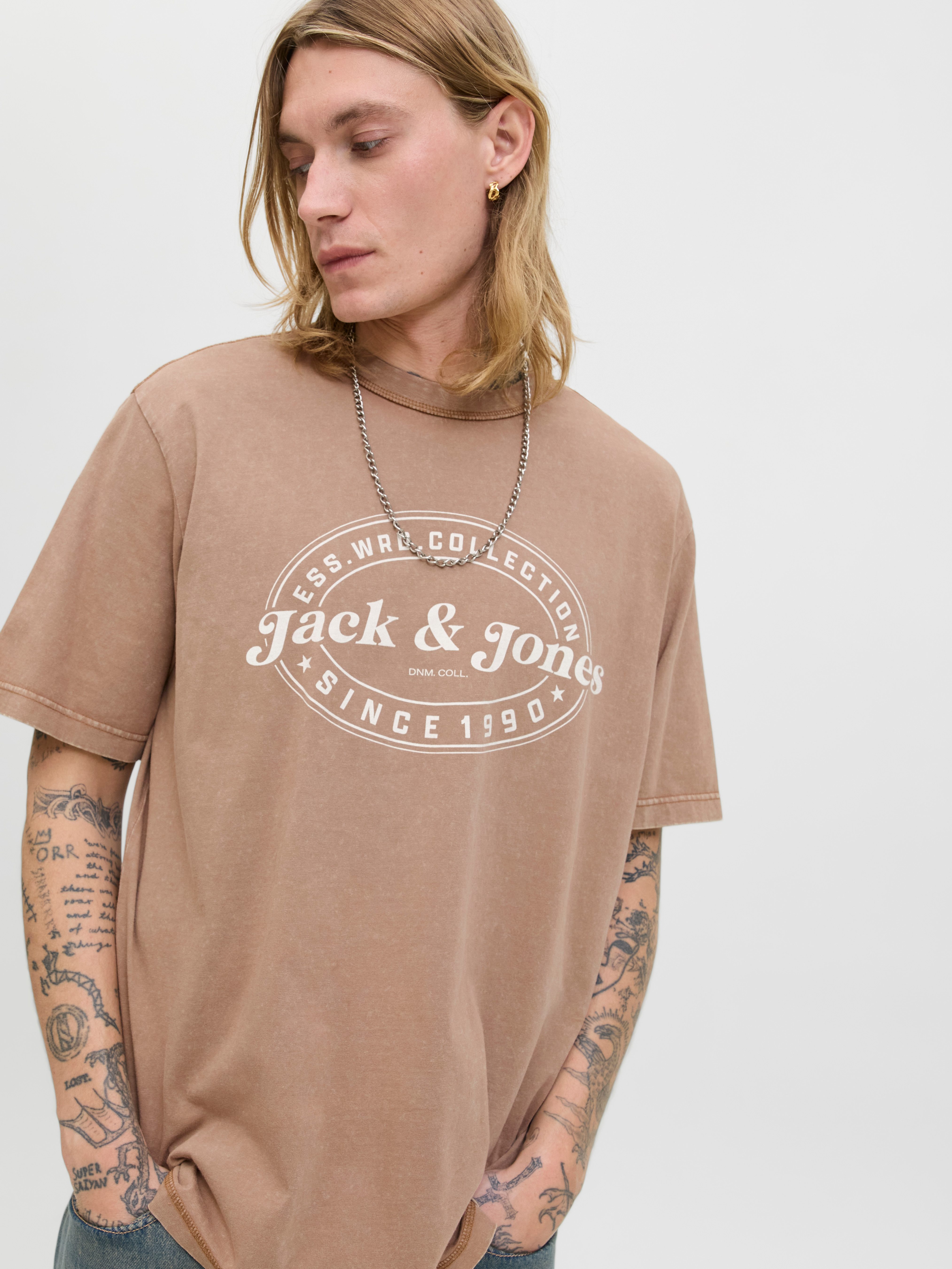 Jack & Jones Shirt met ronde hals JJEDOVER PRINT TEE SS CREW NECK