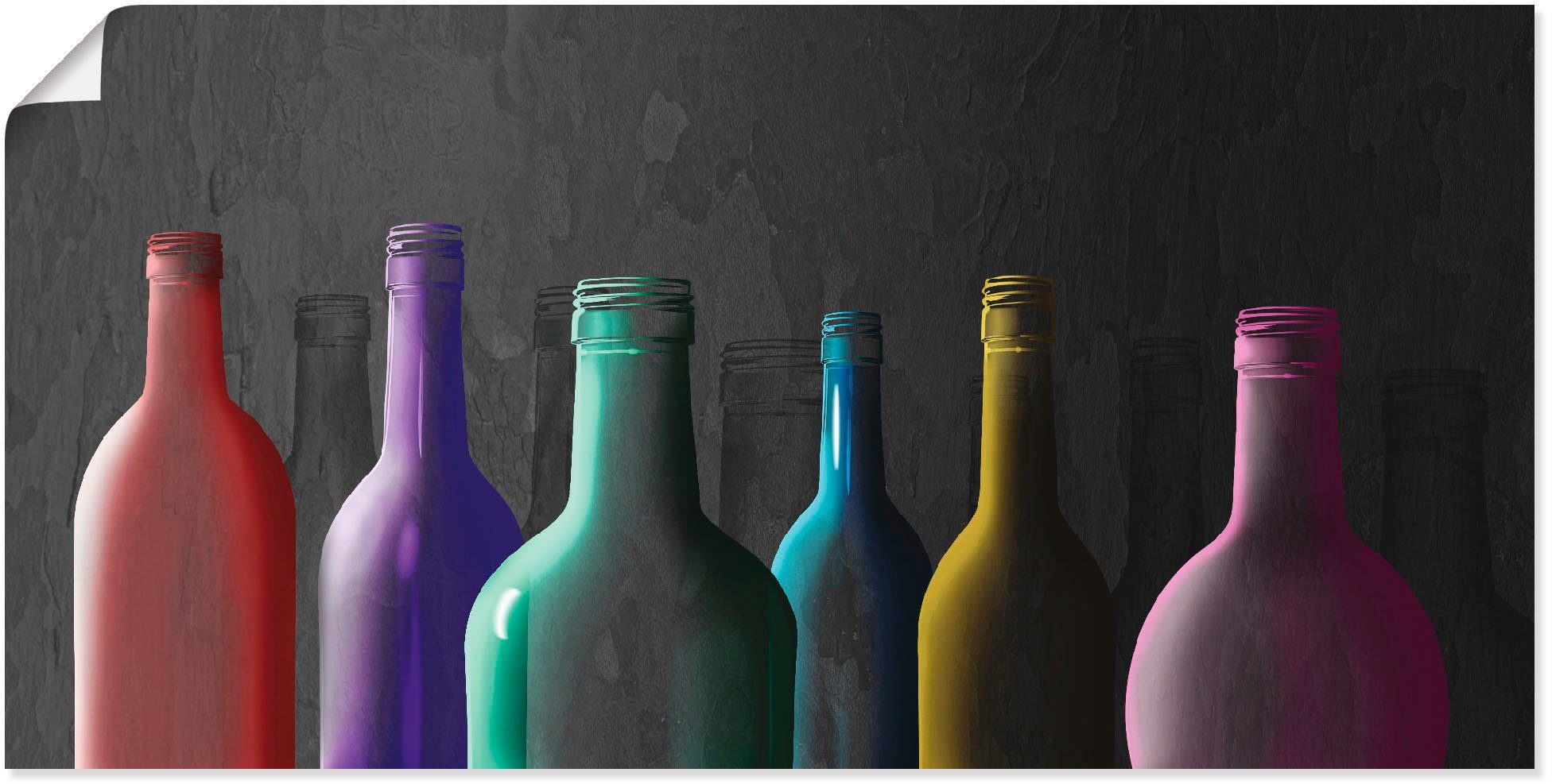 Artland Artprint Veelkleurige glazen flessen in vele afmetingen & productsoorten - artprint van aluminium / artprint voor buiten, artprint op linnen, poster, muursticker / wandfoli