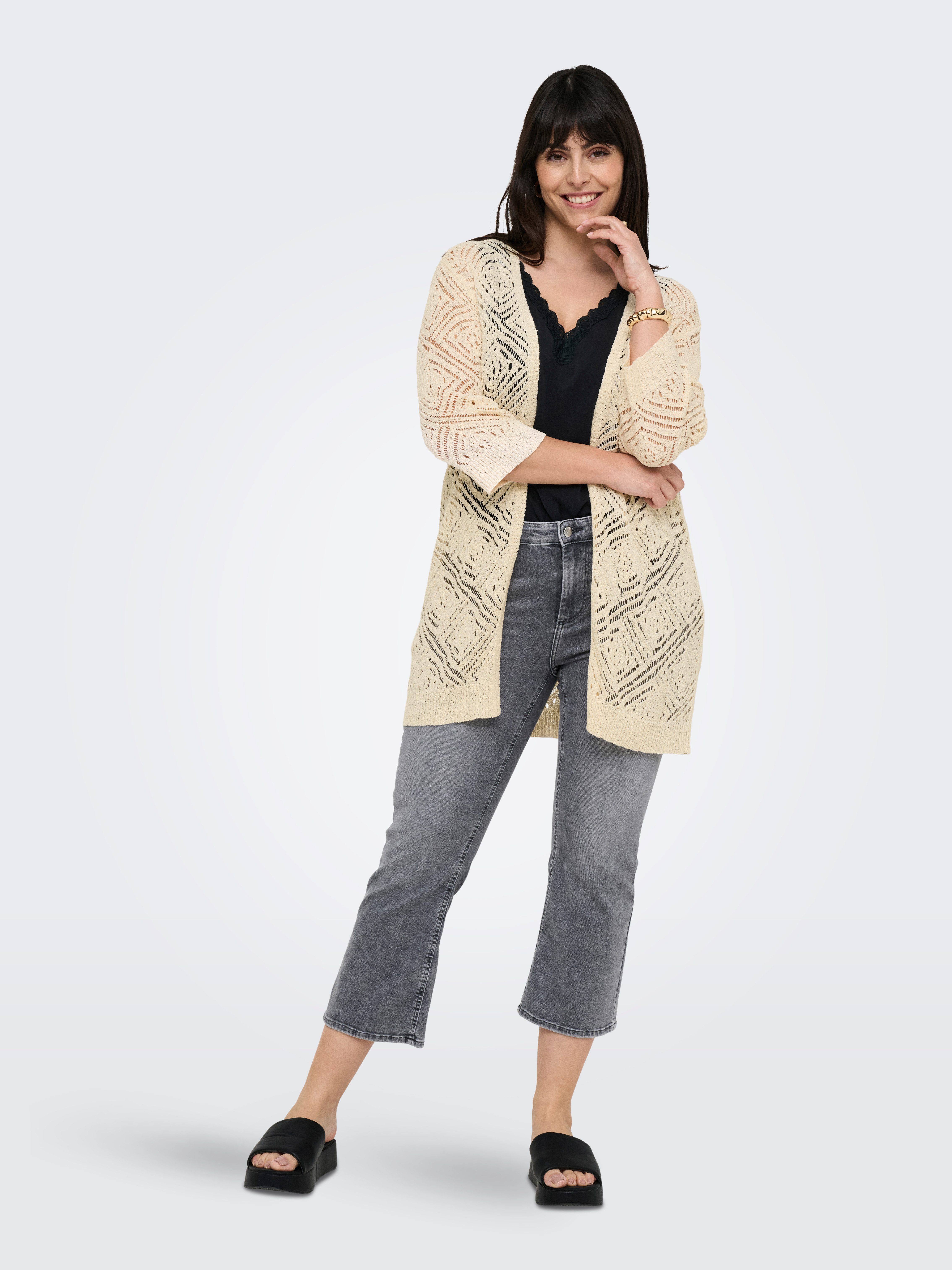 ONLY CARMAKOMA Vest CARWISTY 3/4 SL OPEN CARDIGAN KNT