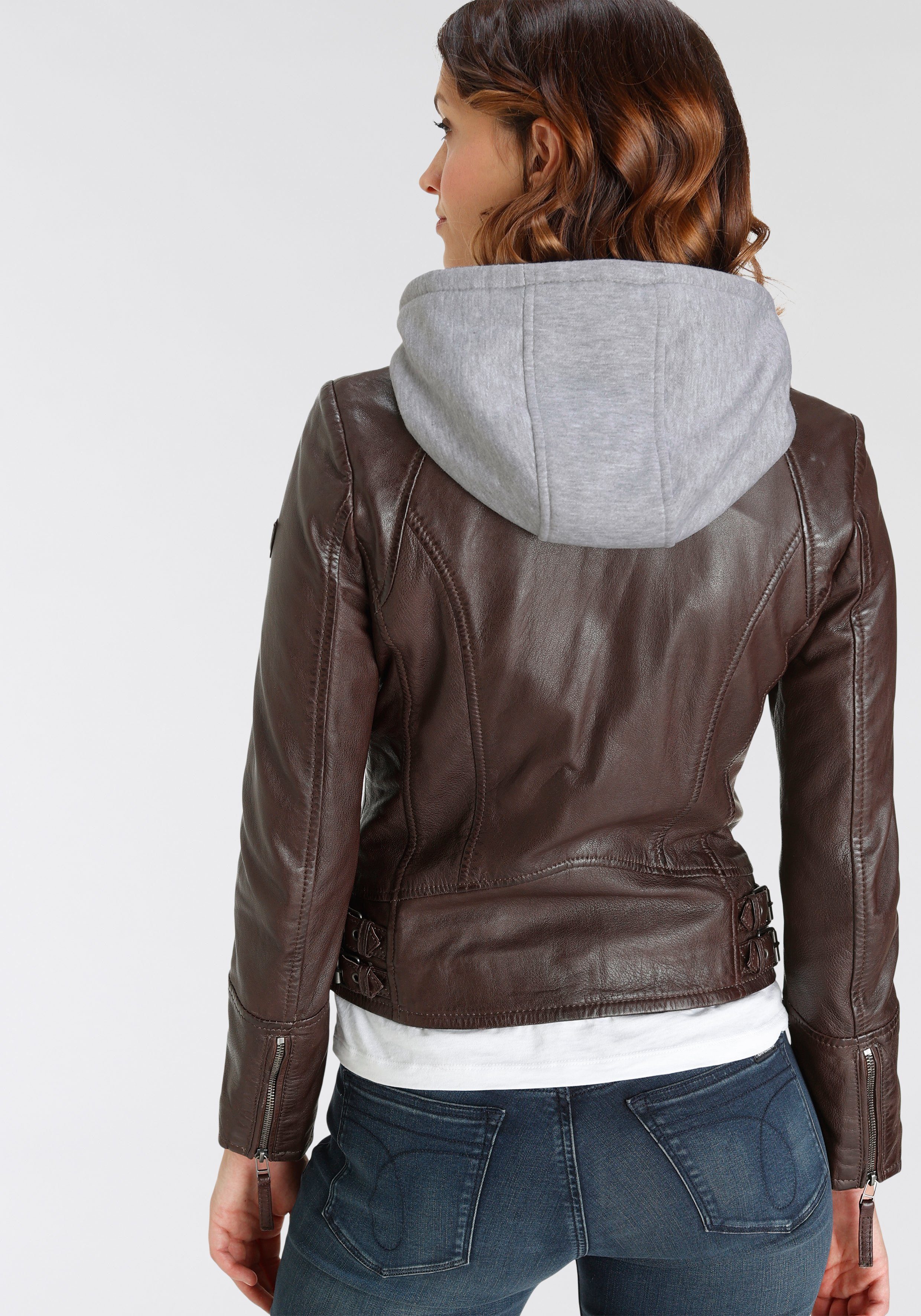 Mauritius Leren jack NOLA Two-in-one stijl - met een afneembare jerseycapuchon