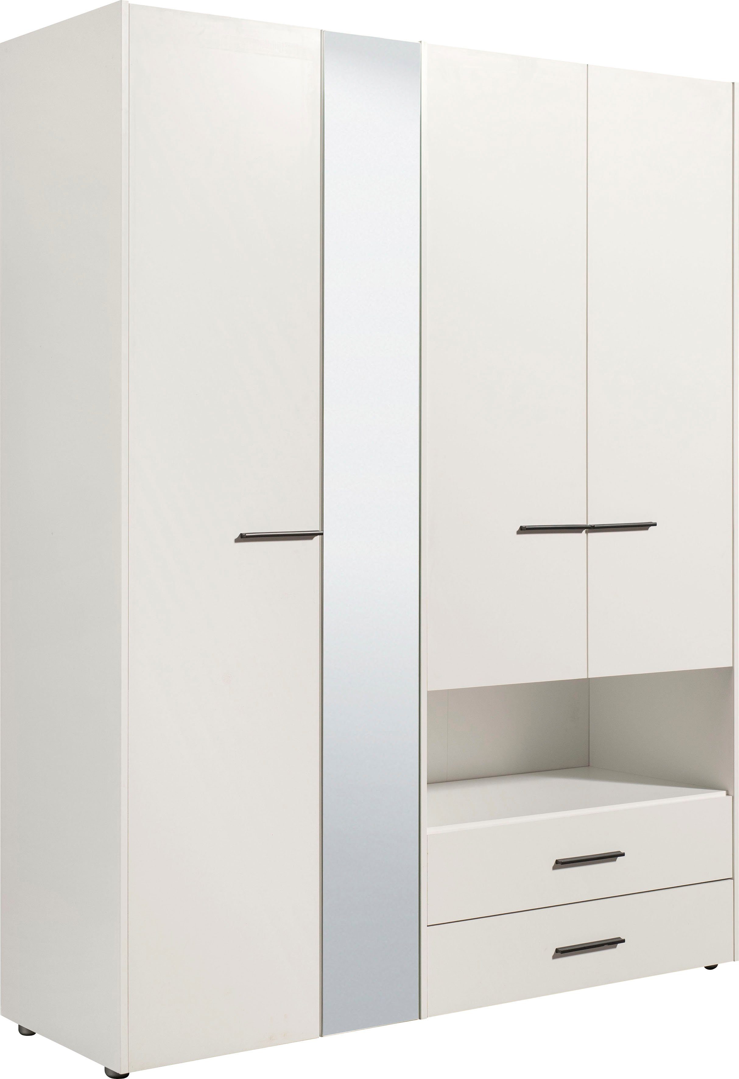 INOSIGN Kledingkast Leon, FSC®-gecertificeerd houtmateriaal met spiegel, binneninrichting en 2 lades, 127,5x55x205,5 cm