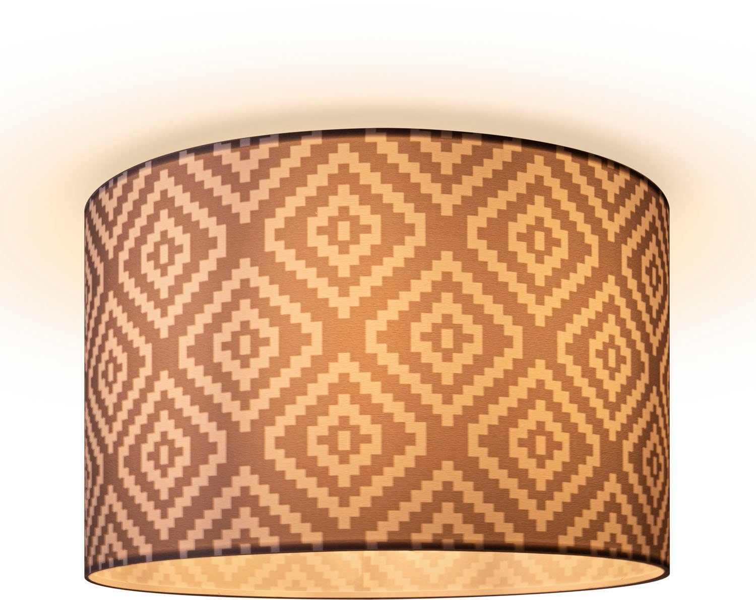 Paco Home Plafondlamp Hugo Stella Stoff lampenkap vintage woonkamerlamp rond retro ontwerp textiel plafondlampen maat - wit