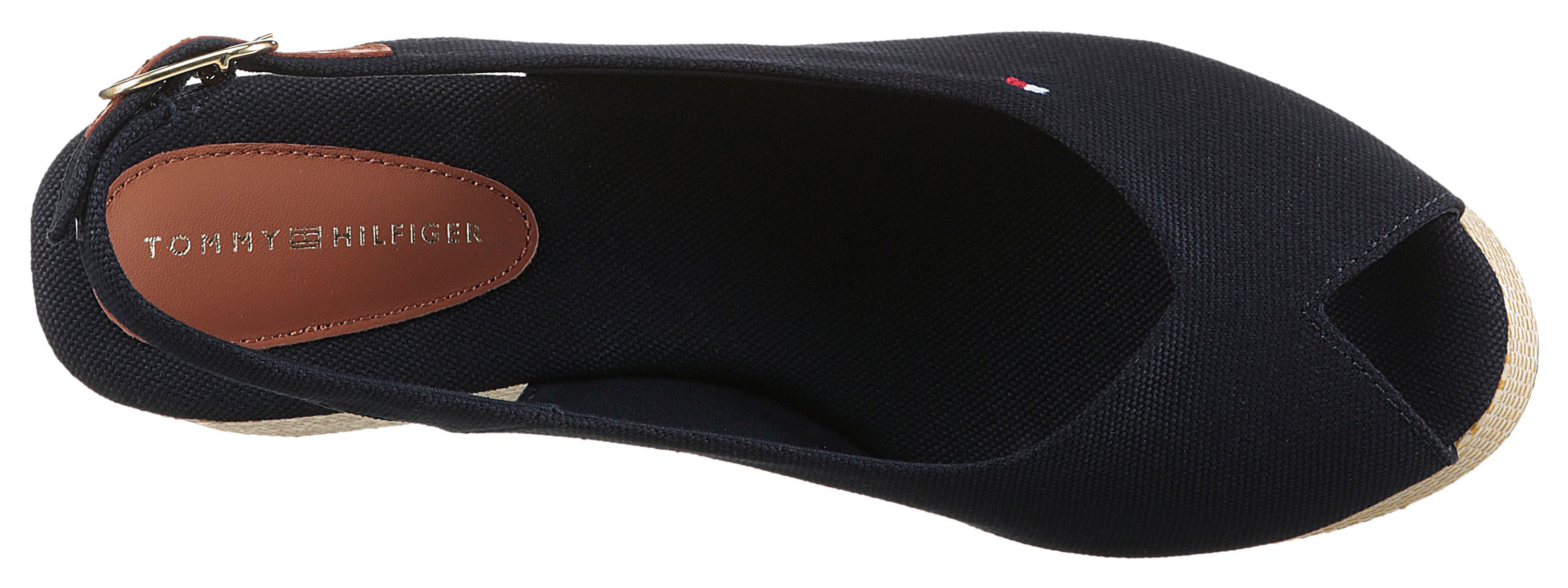 Tommy Hilfiger Sleehaksandaaltjes FLAG MID WEDGE ESPAD SLINGBACK , plateau, zomerschoen, riem-sandaal met verstelbare gesp