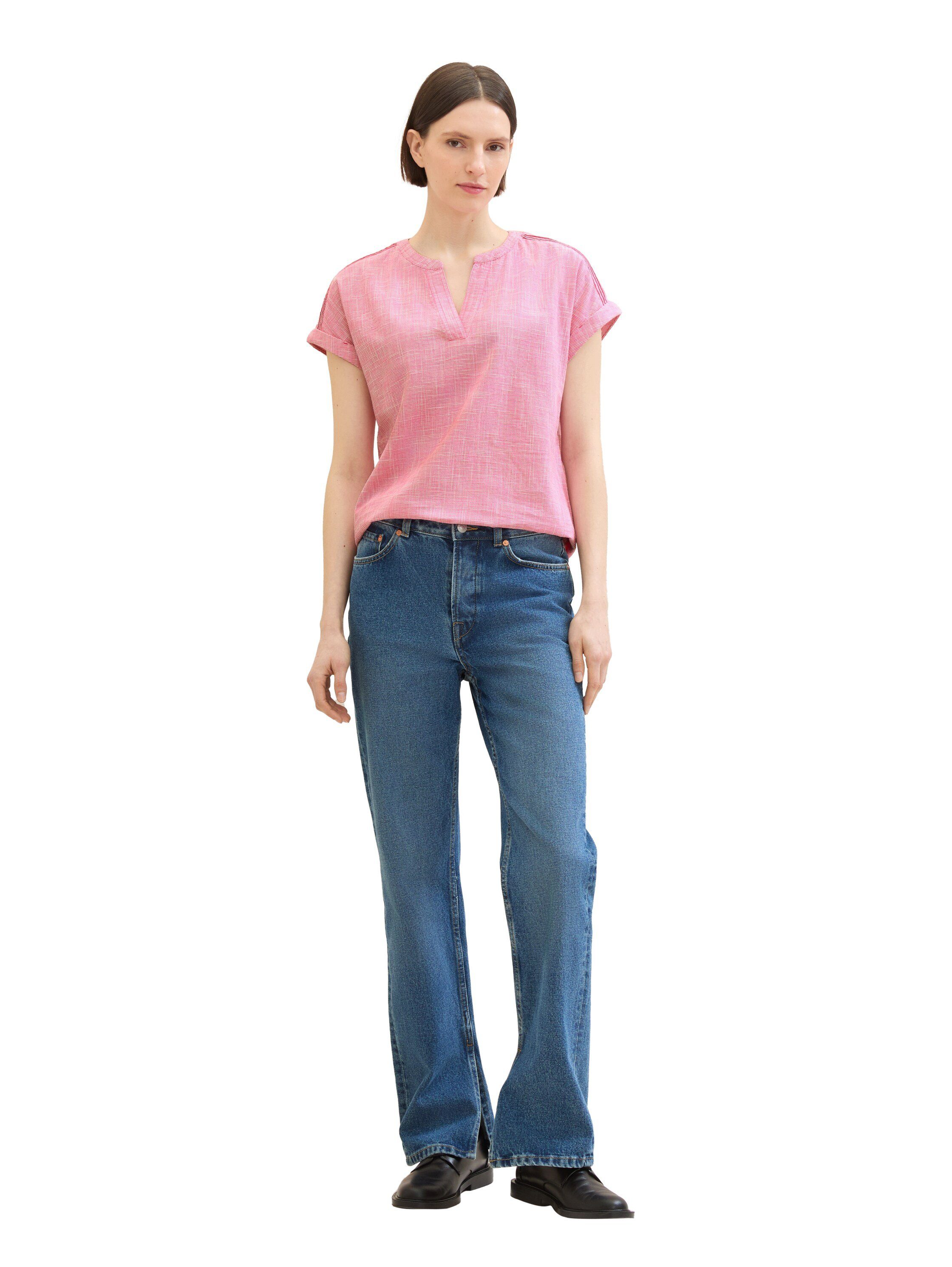 Tom Tailor Blouse zonder sluiting Korte mouw met geweven structuur en V-halslijn