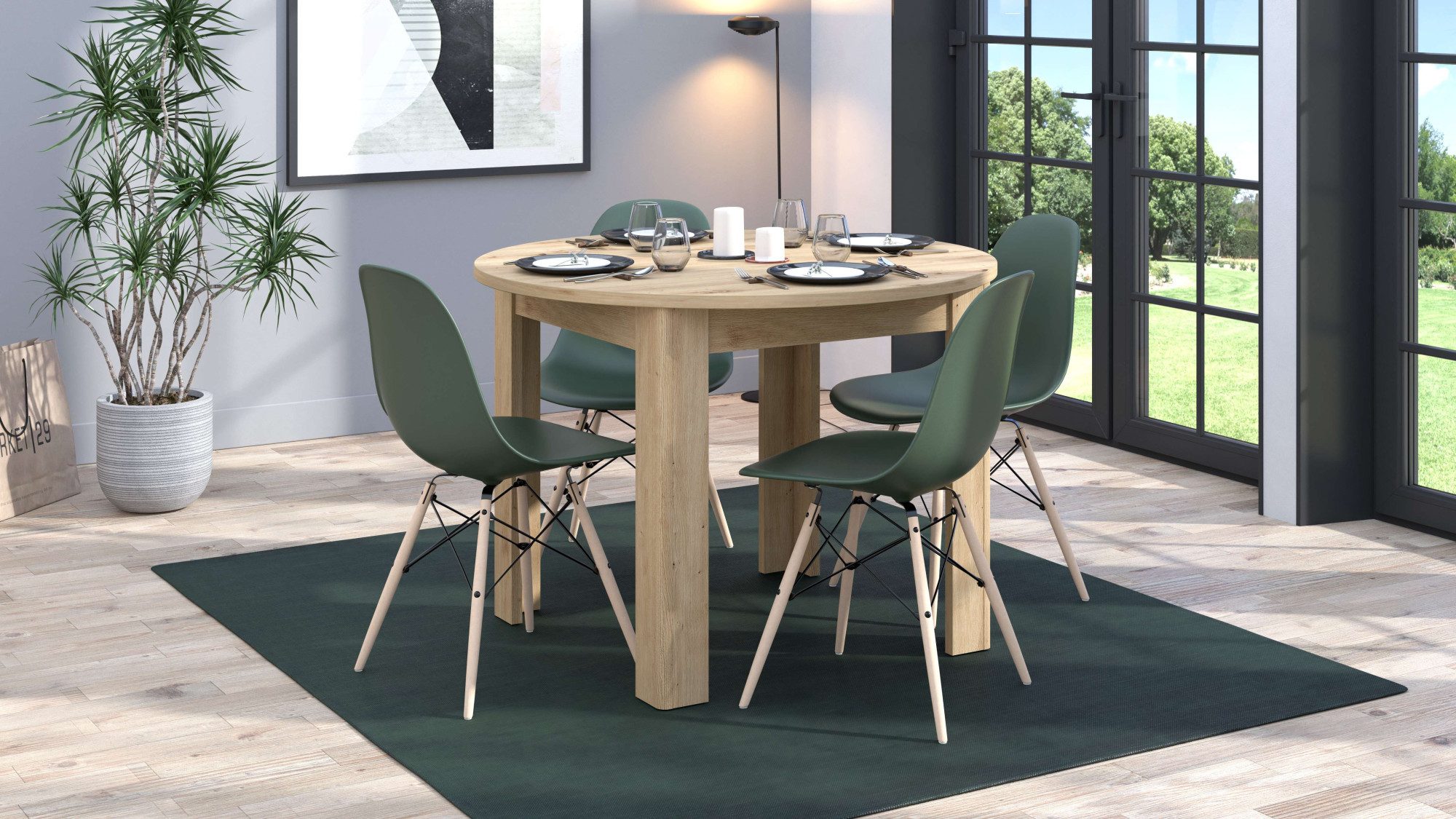 Home affaire Eettafel Ancona ronde tafel, 106 cm, MFD tafelblad in verschillende moderne kleuren, ideaal voor een moderne keuken