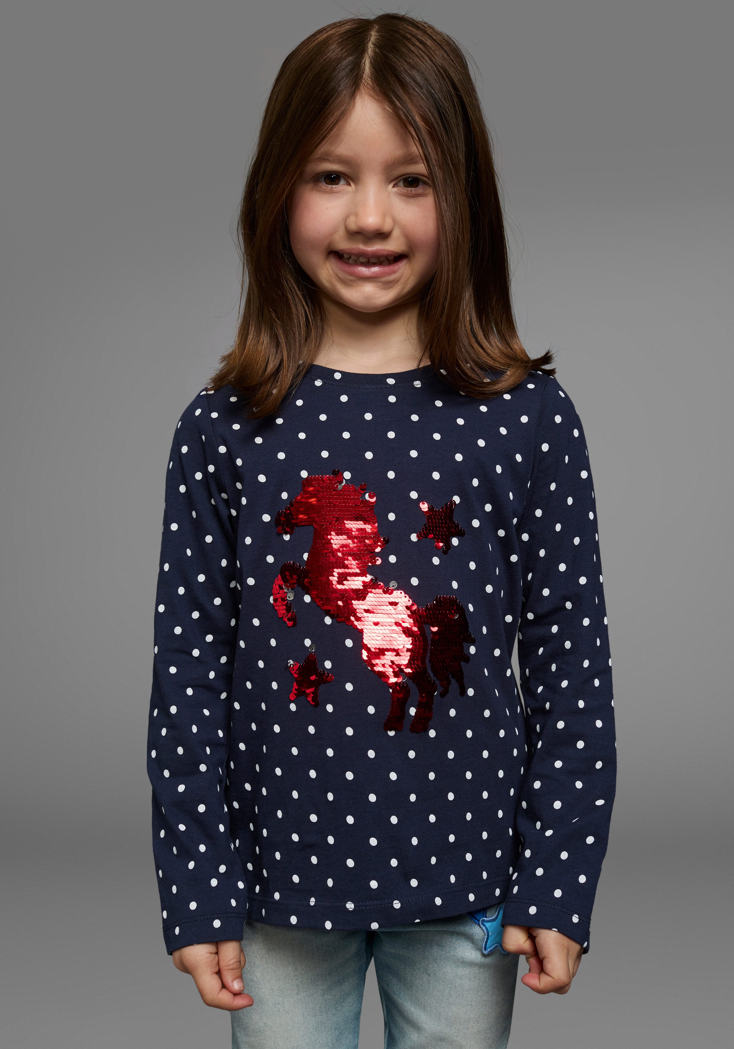 KIDSWORLD Shirt met lange mouwen Voor kleine meisjes Lange mouwen, basic pasvorm, bedrukt, ronde hals meisjes shirts met lange mouwen maat 116/122