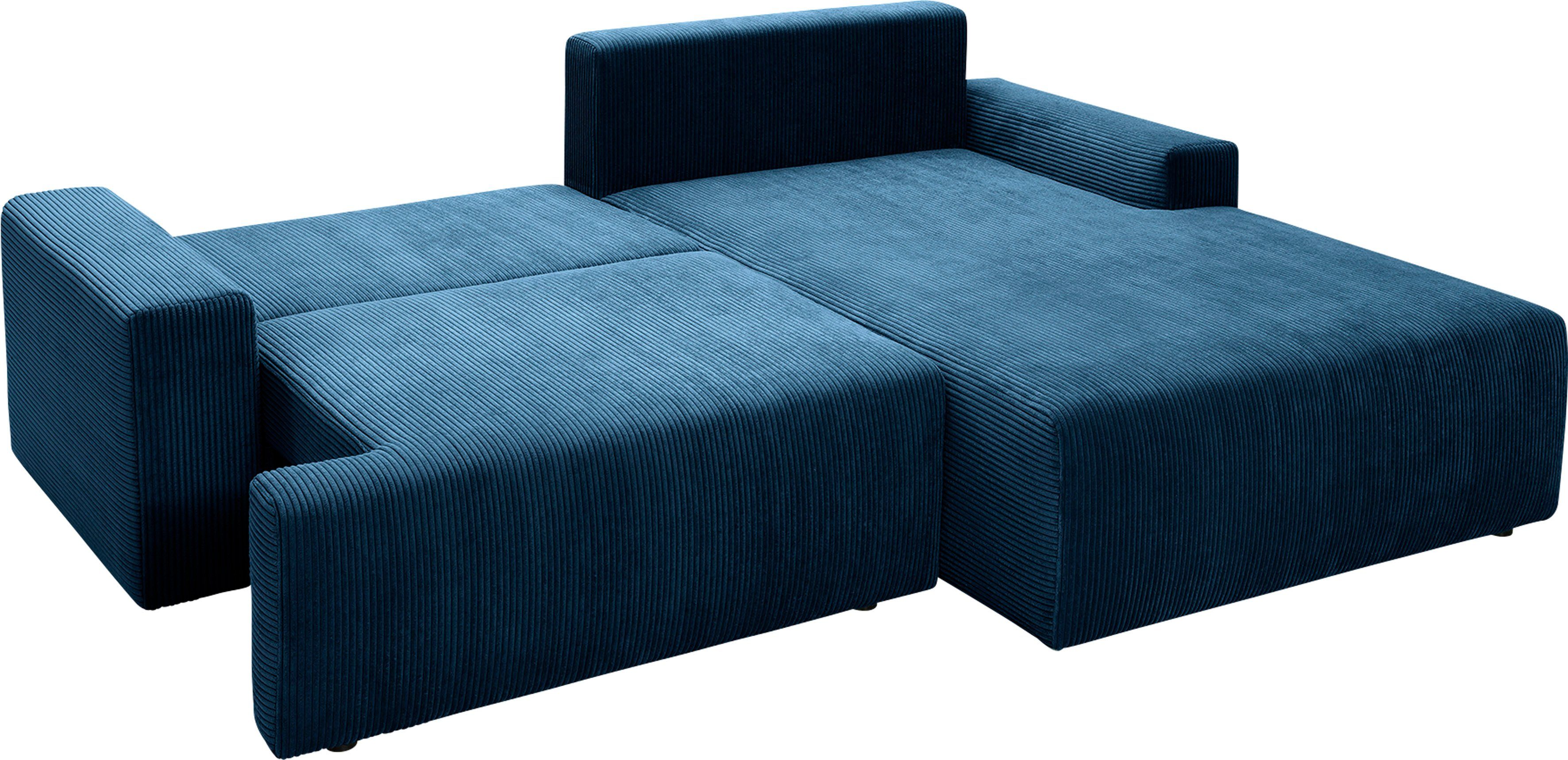 exxpo - sofa fashion Hoekbank Orinoko, actueel design en hoog zitcomfort, L-vorm inclusief bedfunctie en bedlade, mooie kleuren in trendy cord