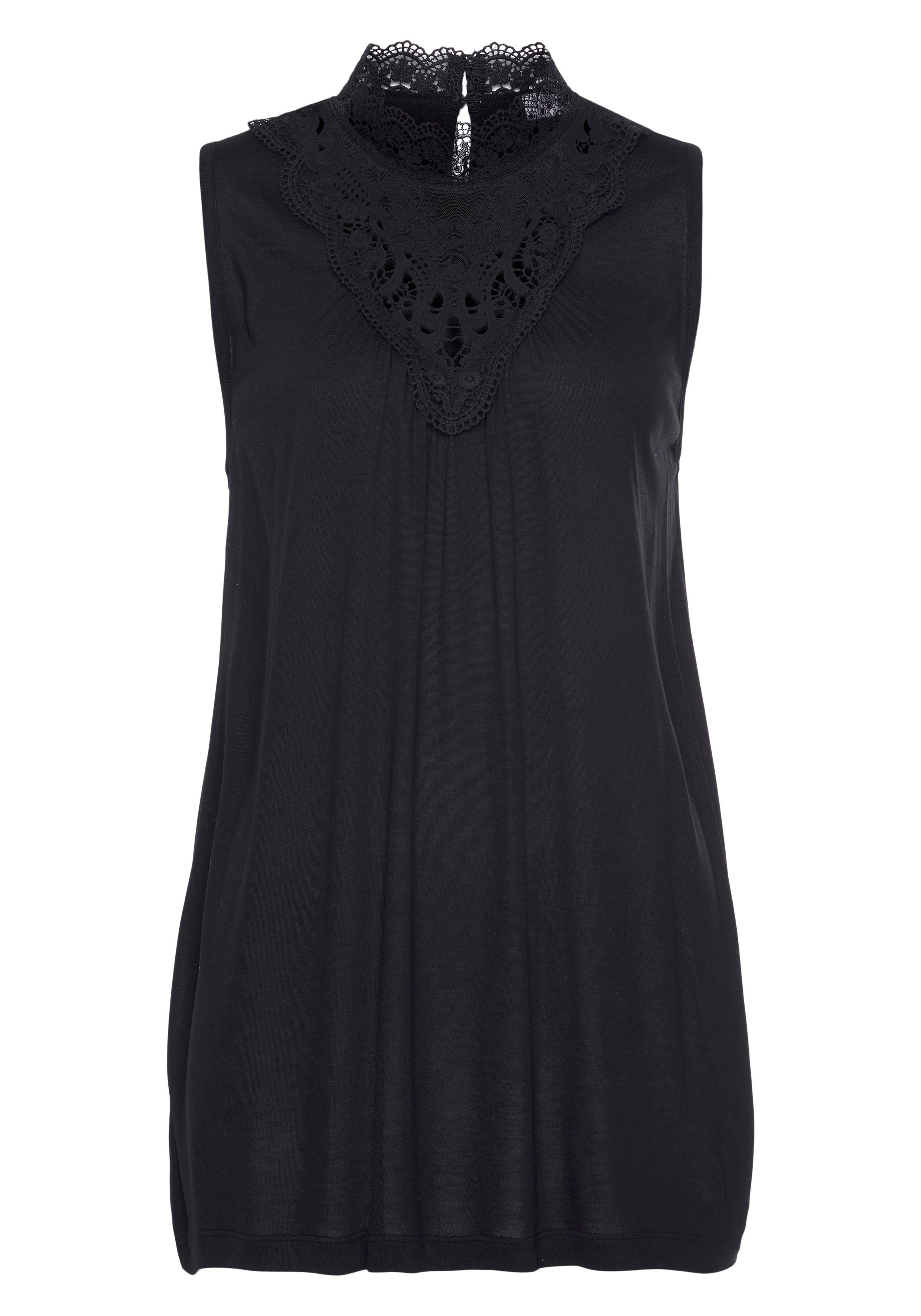Lascana Kanten top met modieuze staande kraag, elegante dames-top met kant