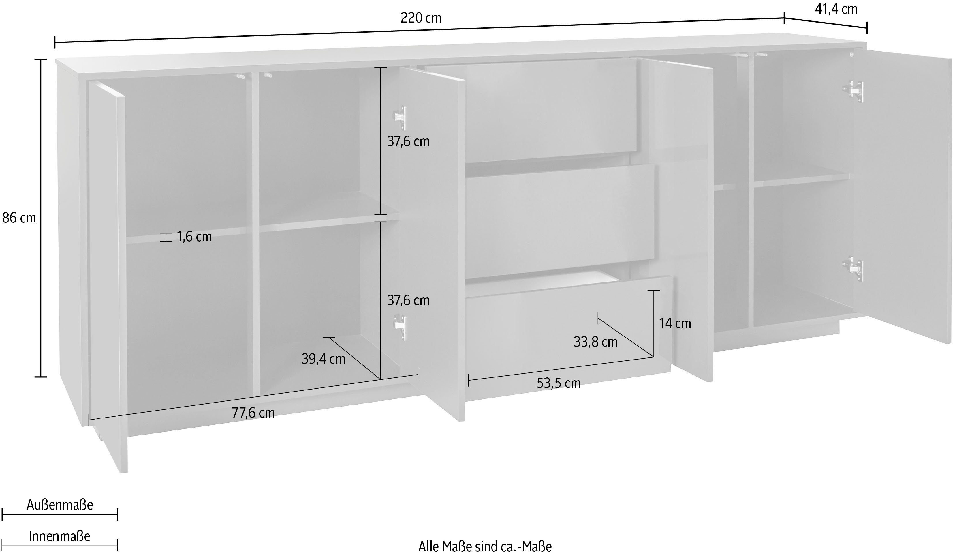 INOSIGN Dressoir Bloom Breedte ca. 220 cm