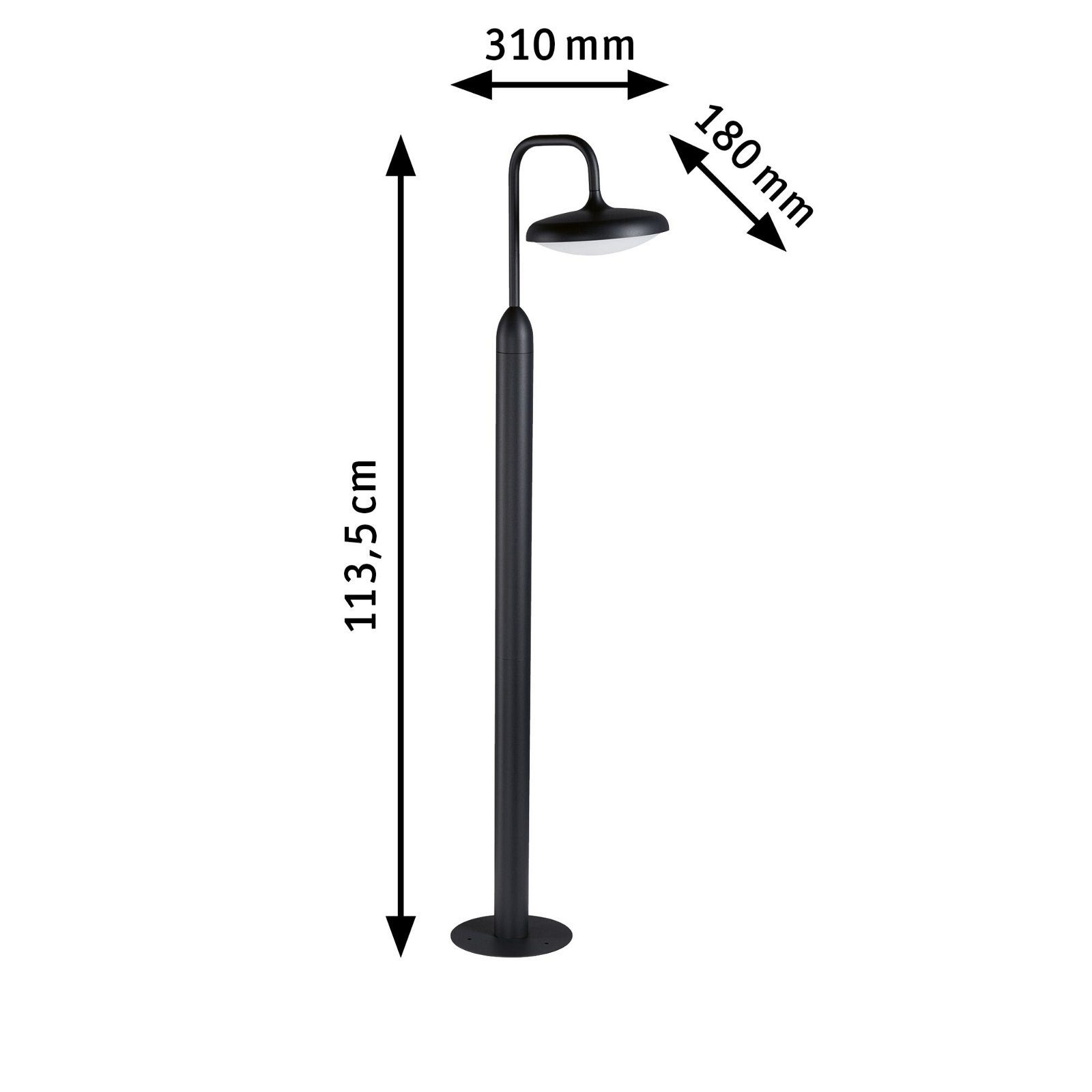 Paulmann Led-bolderlamp Nostro IP44 rond 1.135mm 3000K 10W 900lm 230V Antraciet Aluminium (1 stuk)