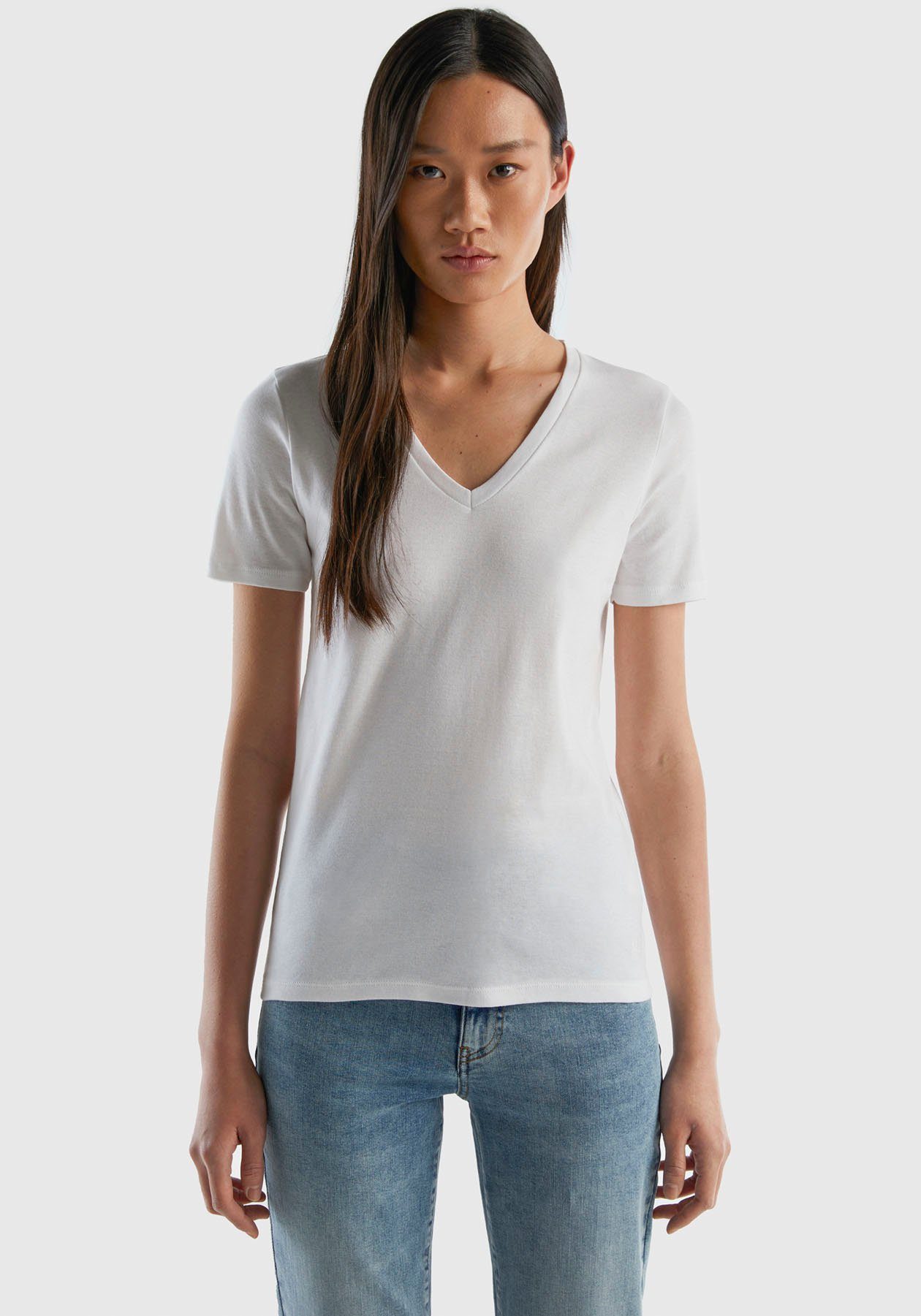United Colors of Benetton T-shirt met modieuze v-hals