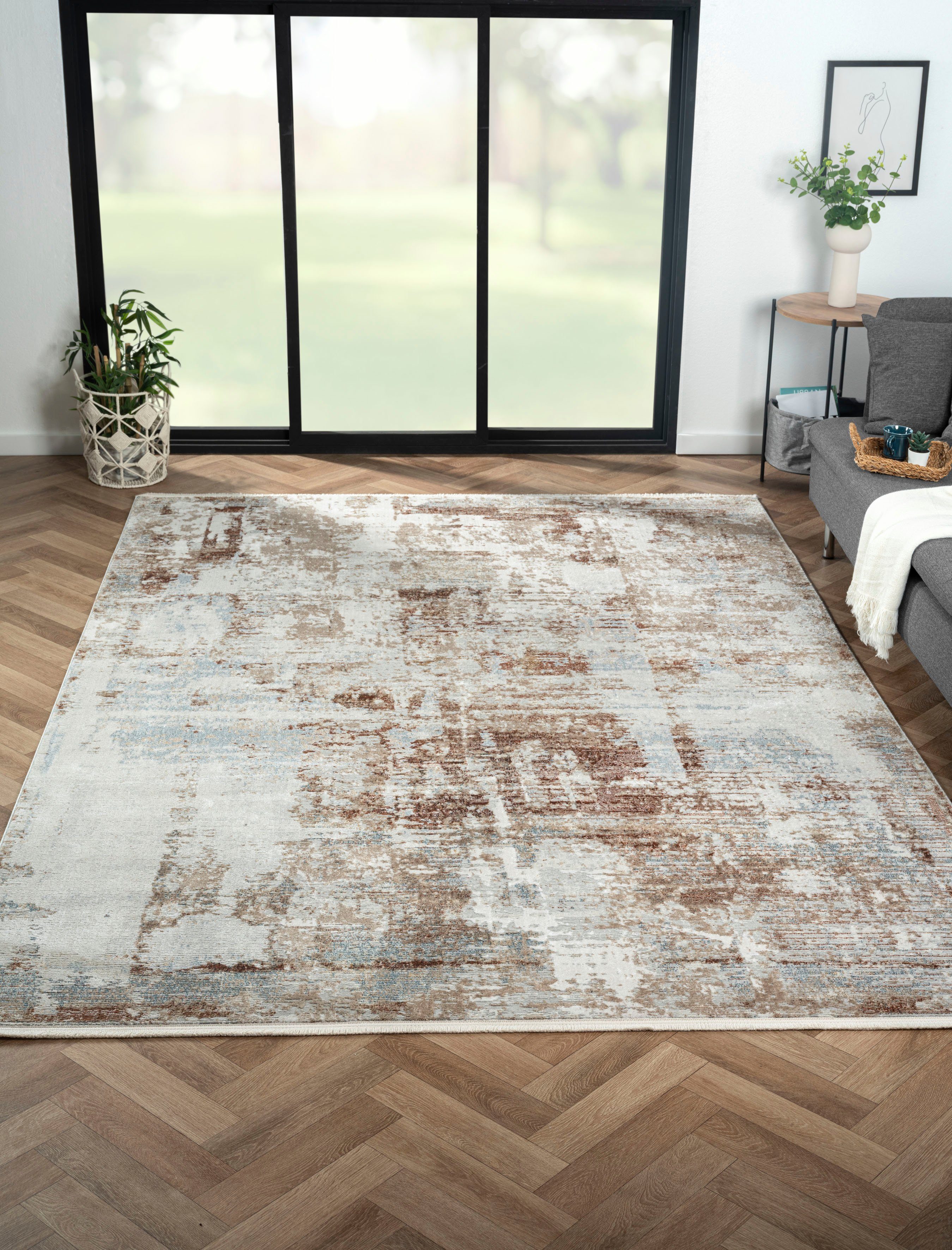 Myflair Möbel & Accessoires Vloerkleed Esme 2 Kortpolig, vintage look, met franjes, bijzonder zacht door microvezel moderne vloerkleden maat 200 cm x