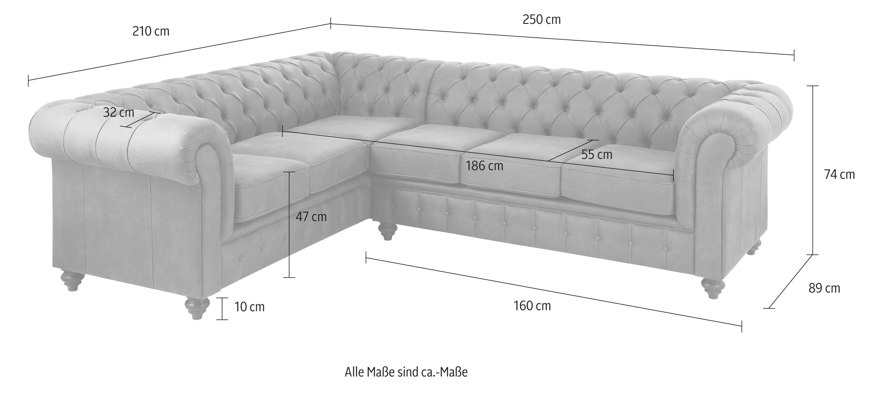 Home affaire Chesterfield-bank Chesterfield hoekbank, ook in leer L-vorm hoogwaardige knoopdetails, langer gedeelte links of rechts naar keuze