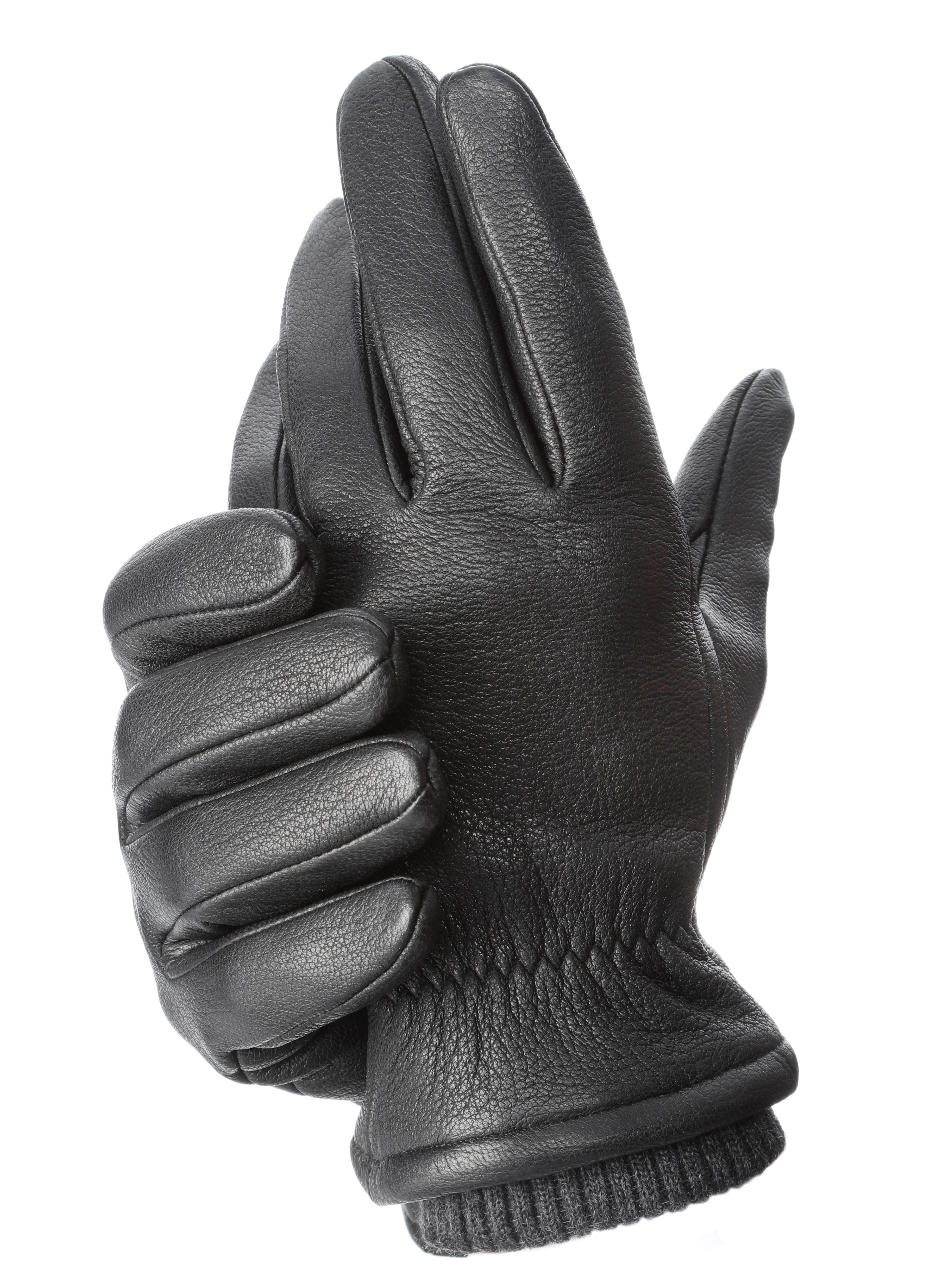 PEARLWOOD Leren handschoenen SOHO Gebreide manchetten, temperatuurregulerend, gevoerd (1 paar)