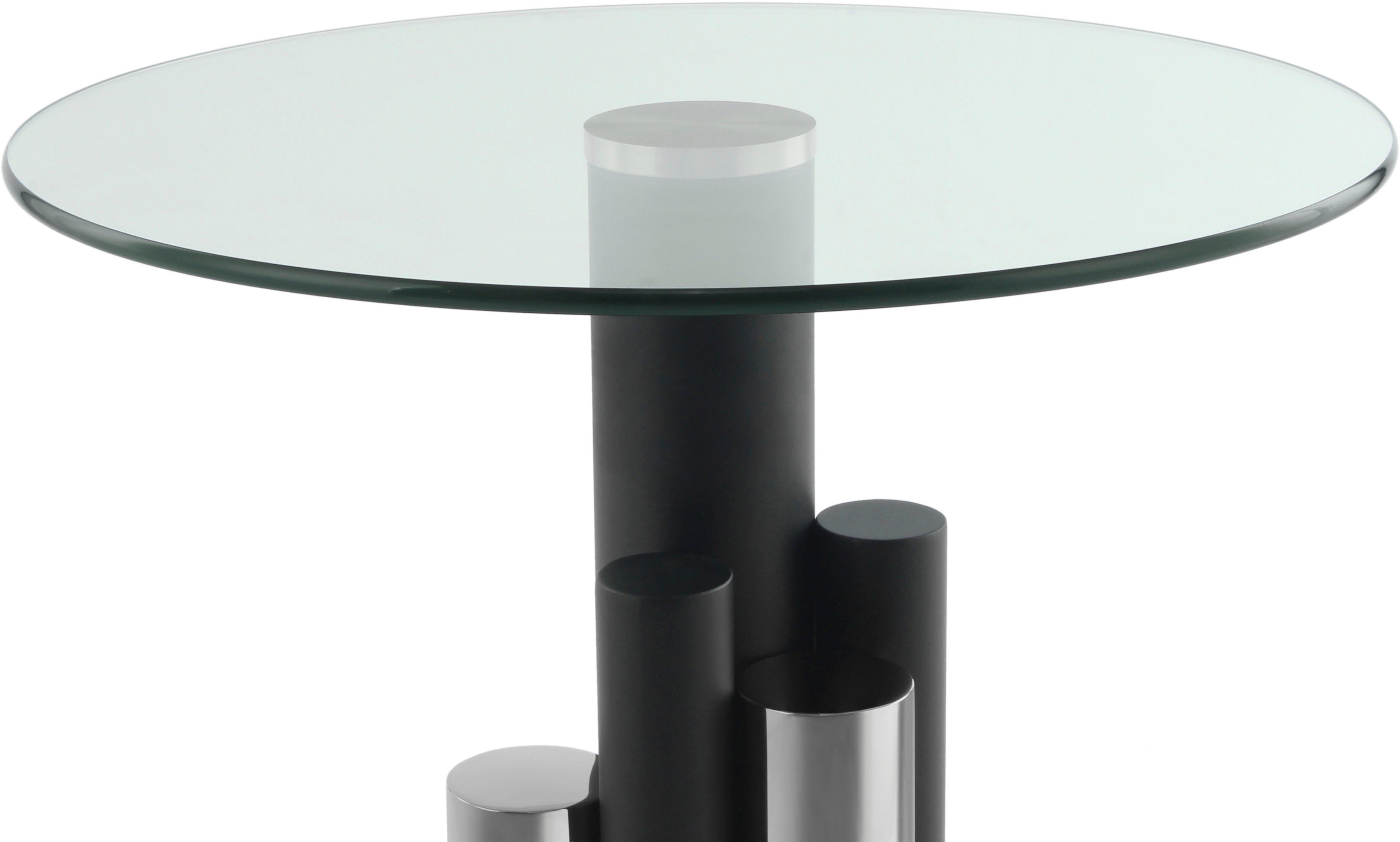 Kayoom Bijzettafel Ontario 225, ronde glasplaat van veiligheidsglas, 100% roestvrijstaal (1 stuk)