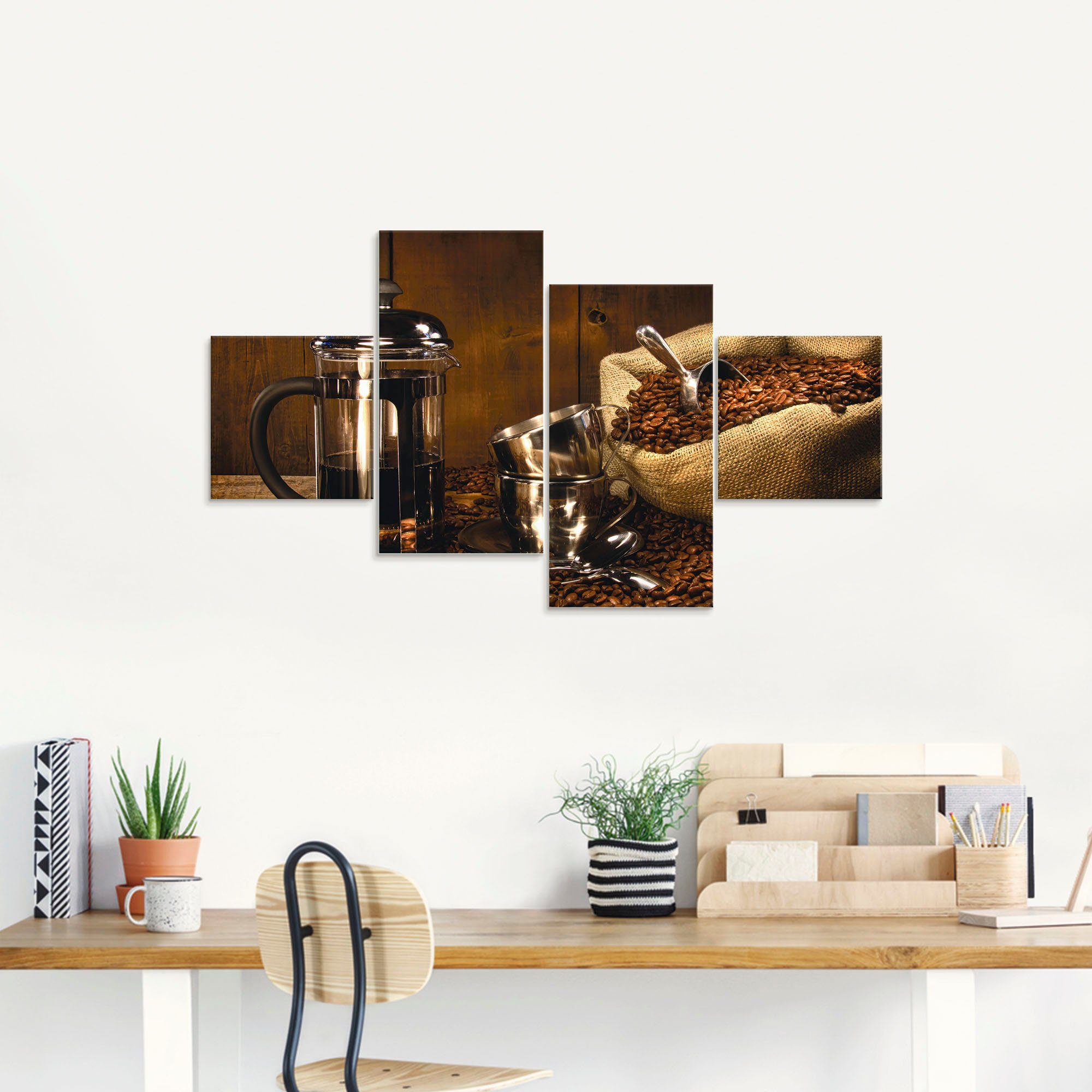 Artland Print op glas Zak koffiebonen met pers