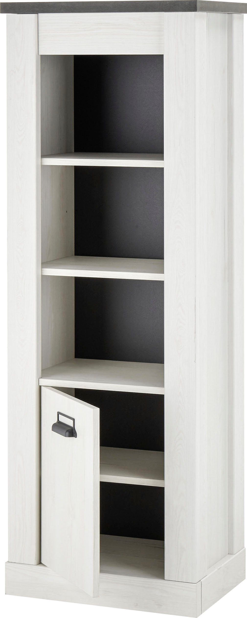 Home affaire Waskast SHERWOOD hoge kast, commode in moderne houtlook, met metalen apothekers handgrepen, hoogte 146 cm