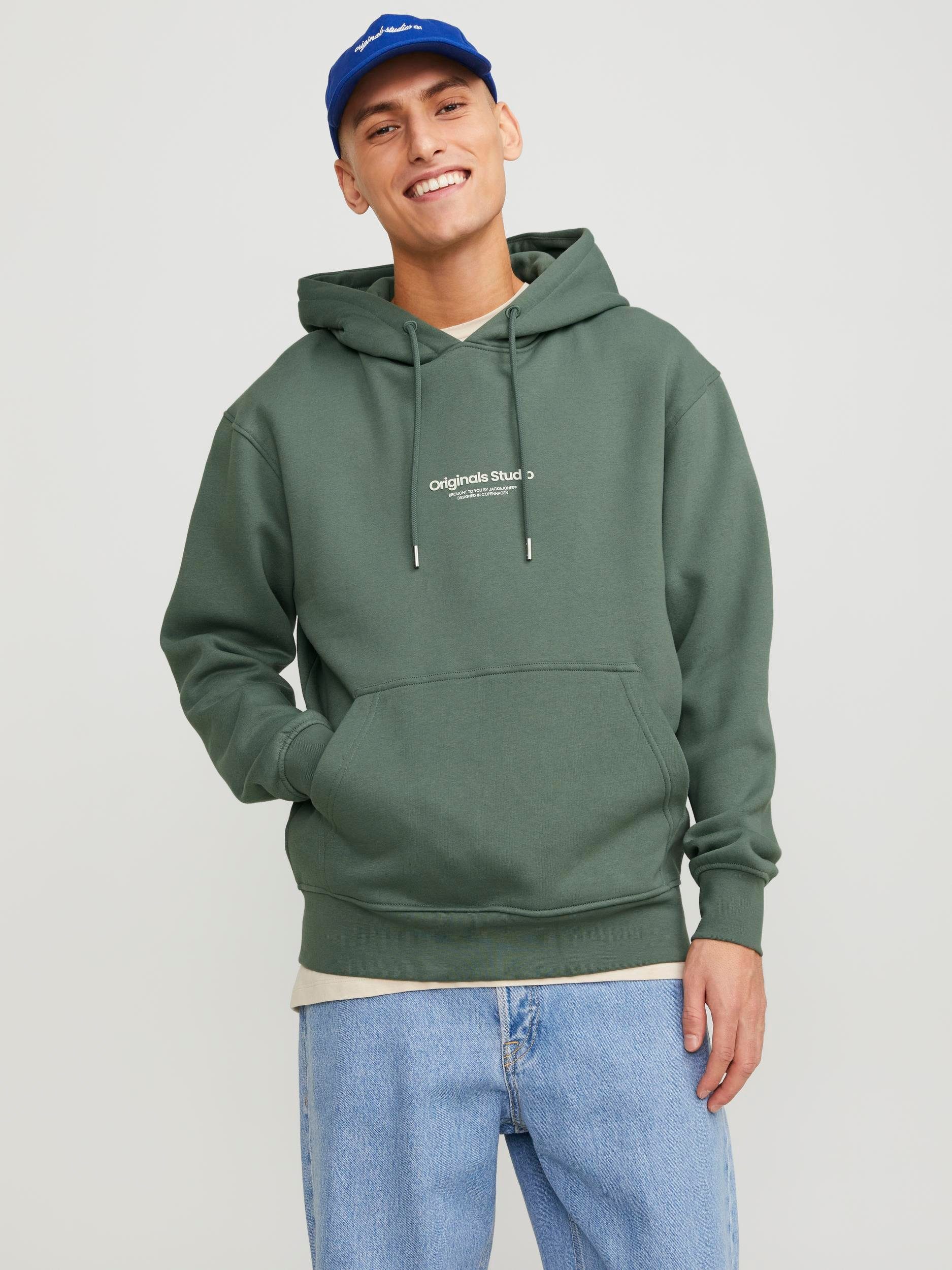 JACK & JONES ORIGINALS hoodie JORVESTERBRO met printopdruk groen