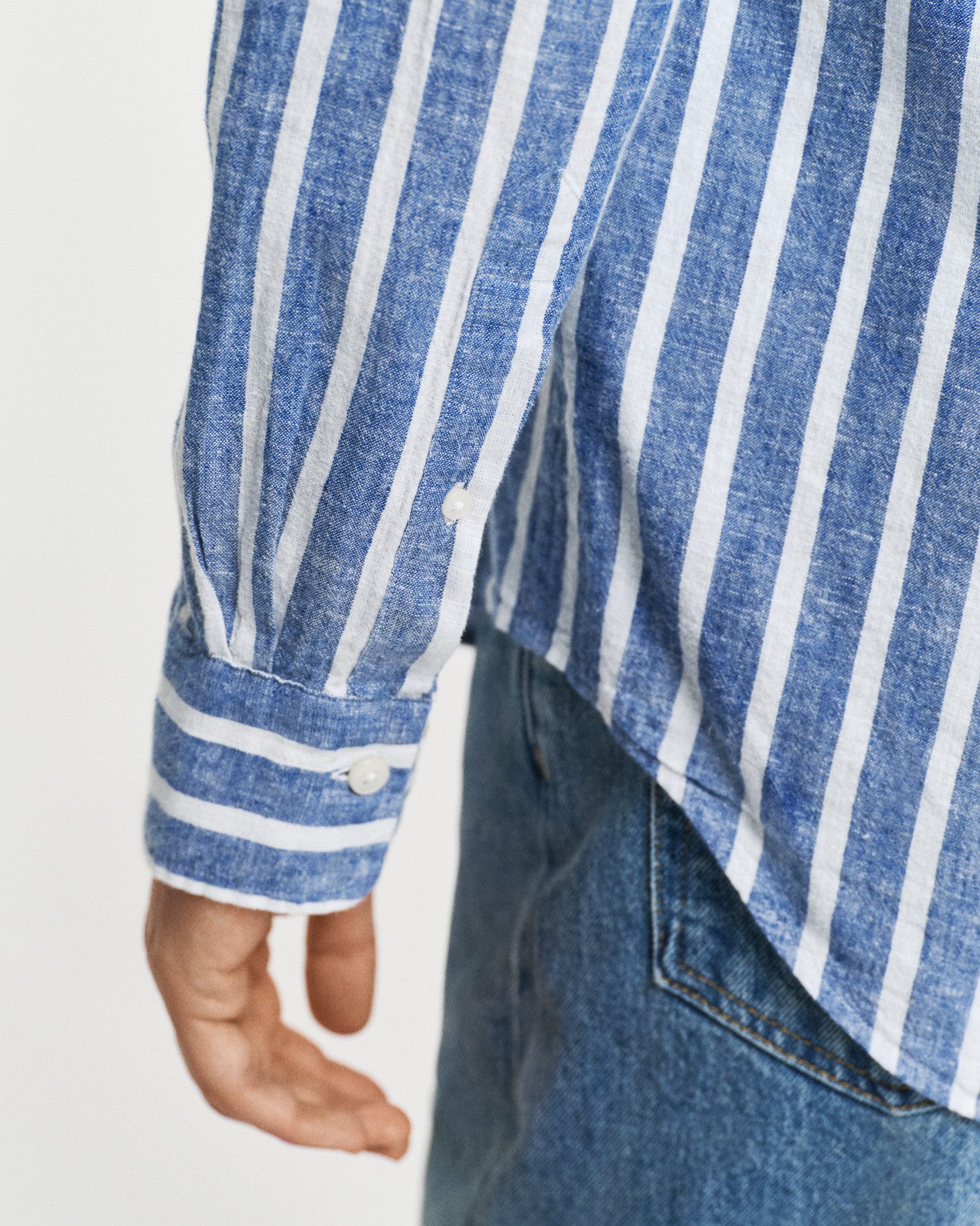 Gant Overhemd met lange mouwen REG COTTON/LINEN STRIPED SHIRT