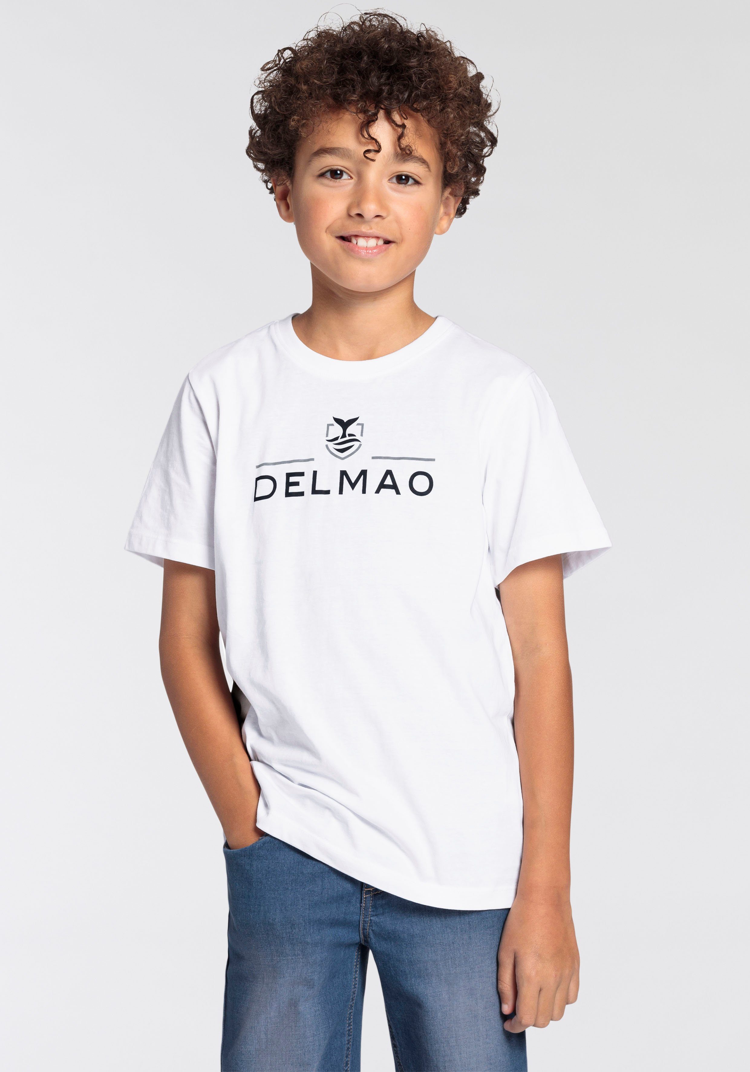 DELMAO T-shirt Voor jongens Korte mouwen, basic ontwerp, ronde hals