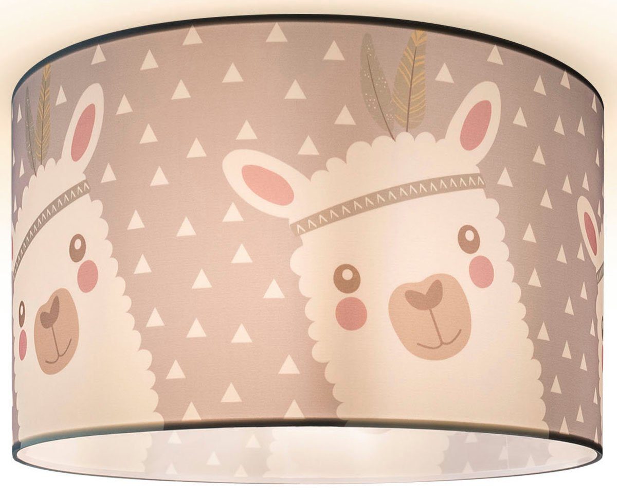 Paco Home Plafondlamp Ela 214 Kinderlamp plafondlamp LED kinderkamer lamp lama-motief, E27