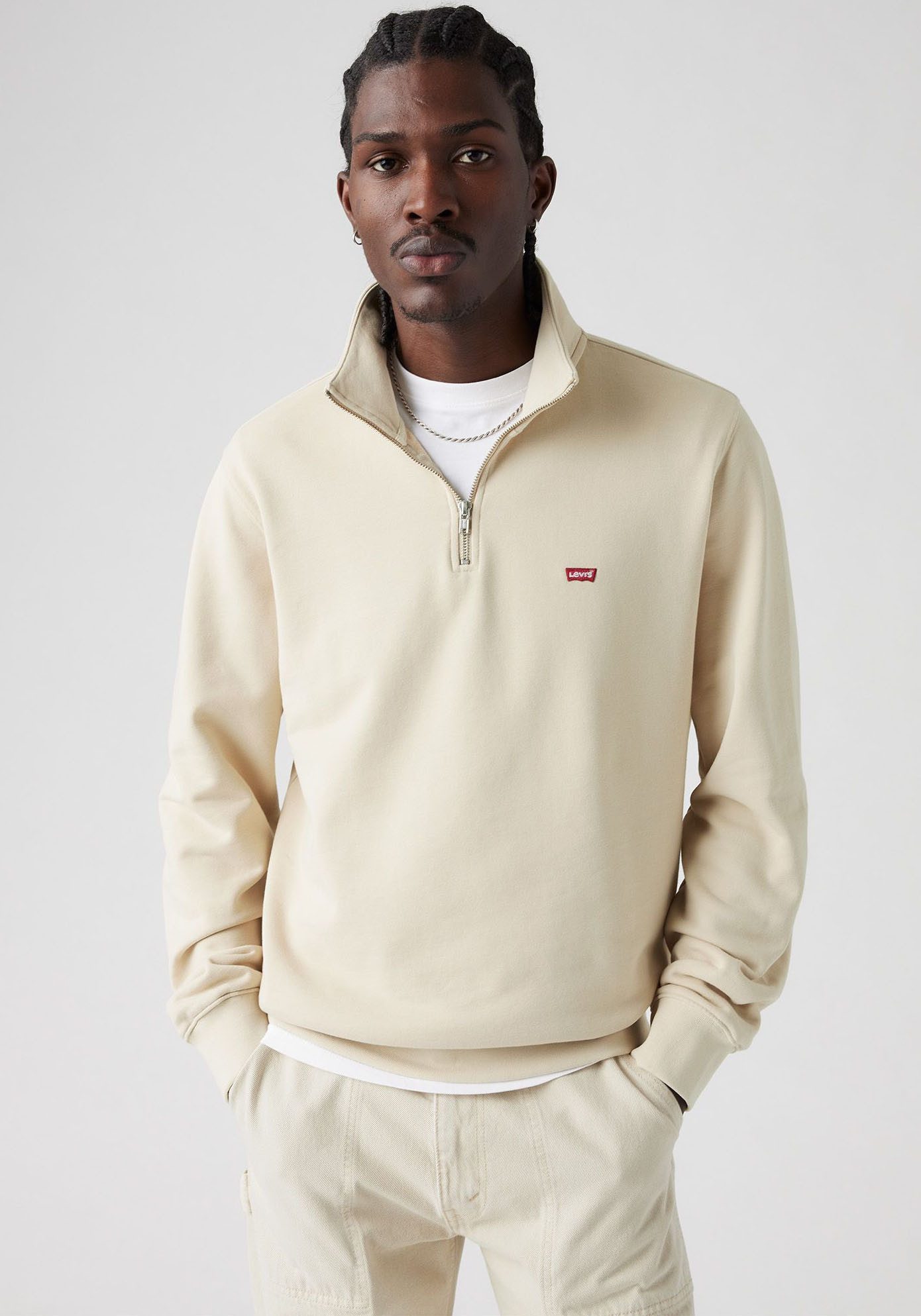 Levi's Sweatshirt ORIGINAL HM 1/4 ZIP heren sweaters maat M beige