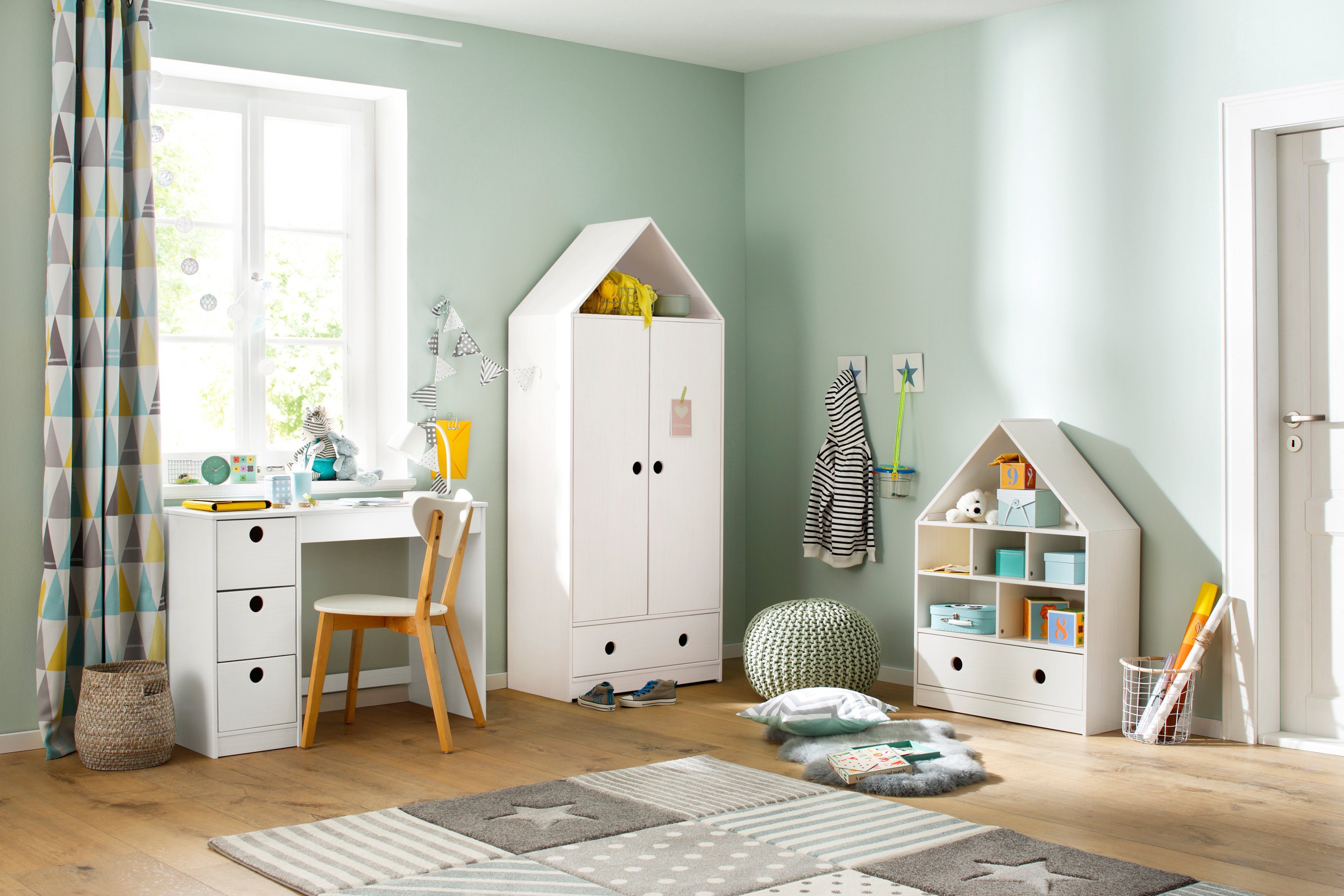 Lüttenhütt Kinderbureau Alpi Grenenhout, wangenonderstel, met 3 laden, tafelbreedte 100 cm