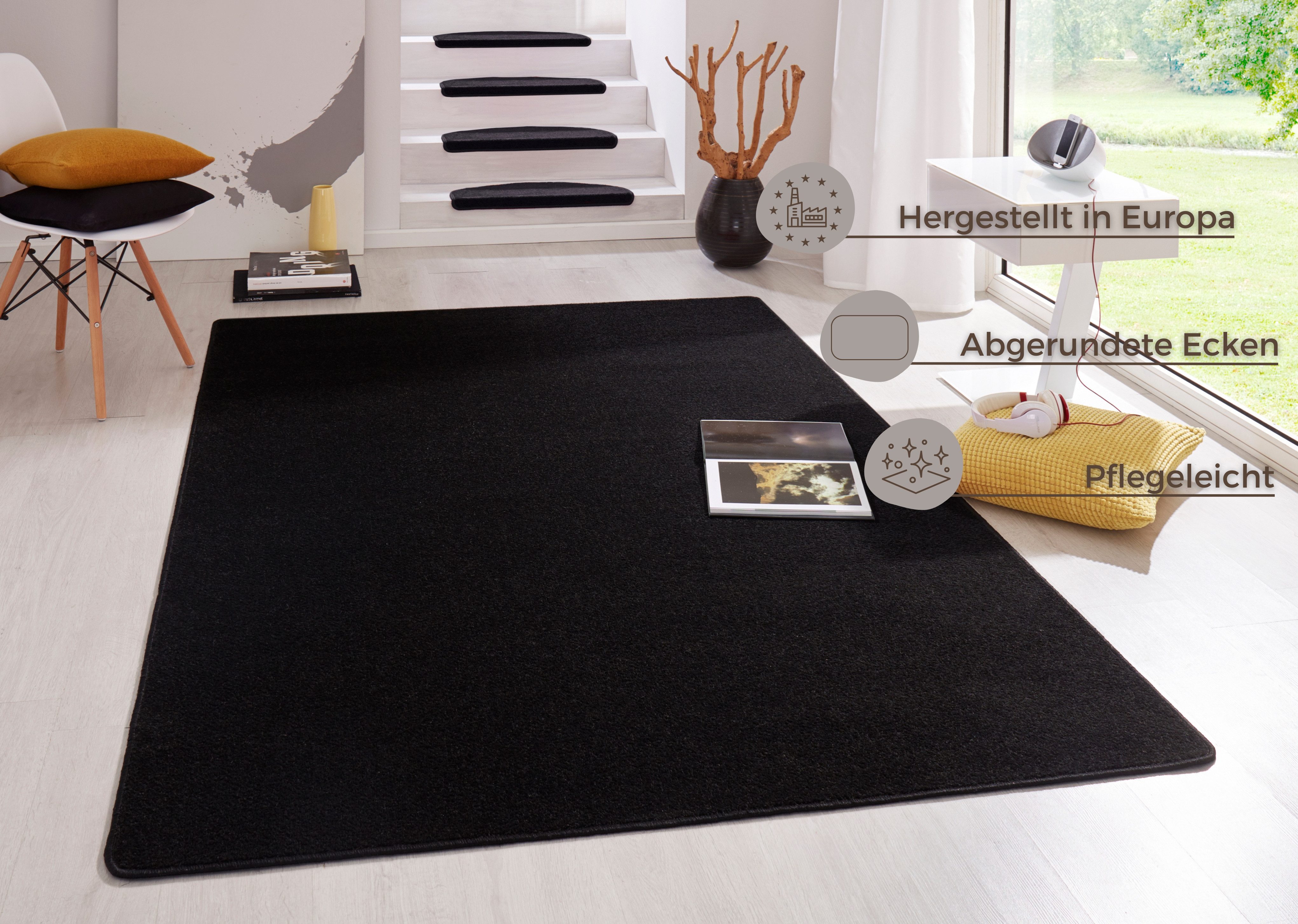 HANSE Home Vloerkleed Fancy Kortpolig, loper, effen, geketteld, woonkamer, slaapkamer, eetkamer