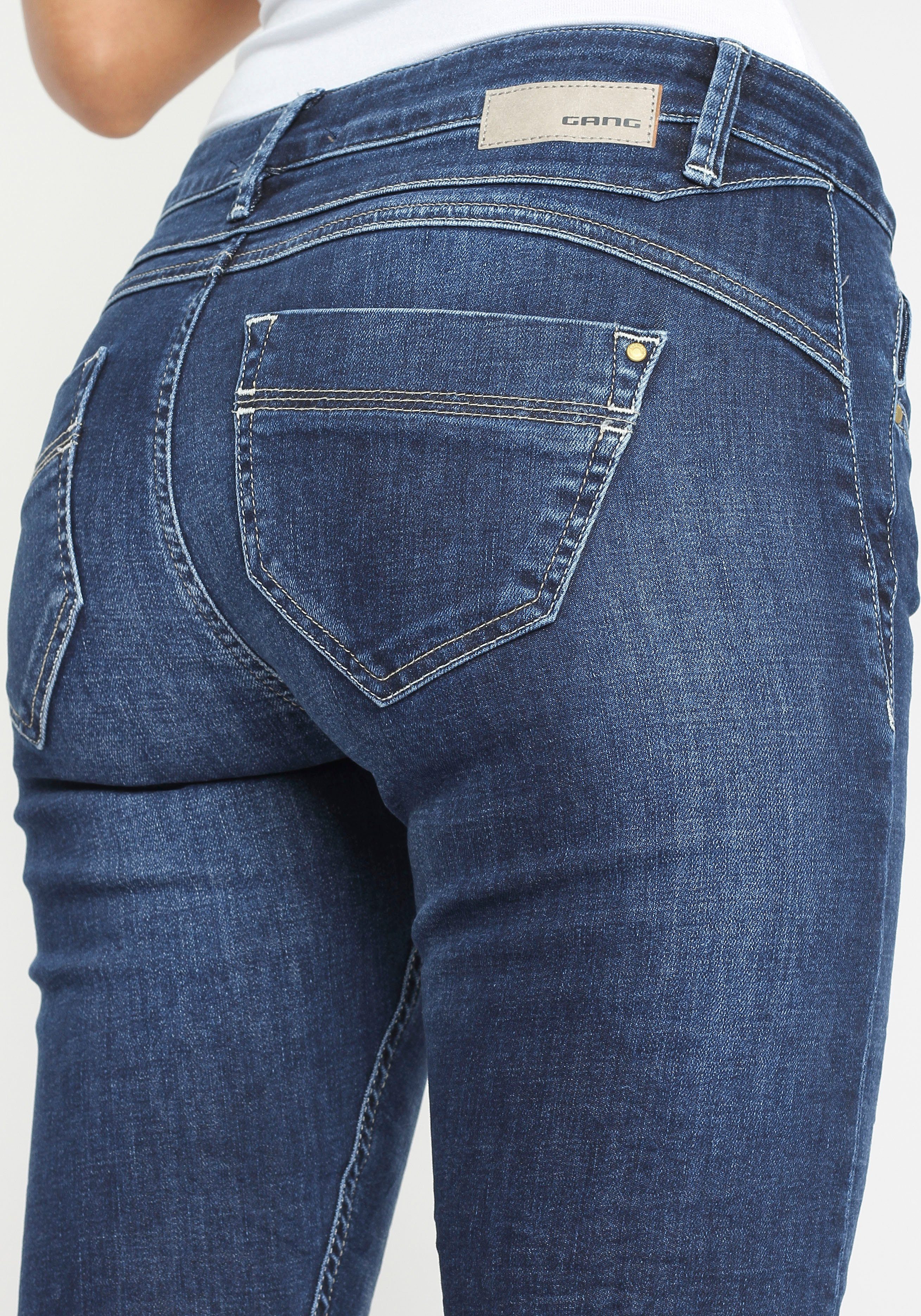GANG Skinny fit jeans 94Nele met rond juk en driehoekige inzetstukken aan de zijkant voor een geweldig silhouet