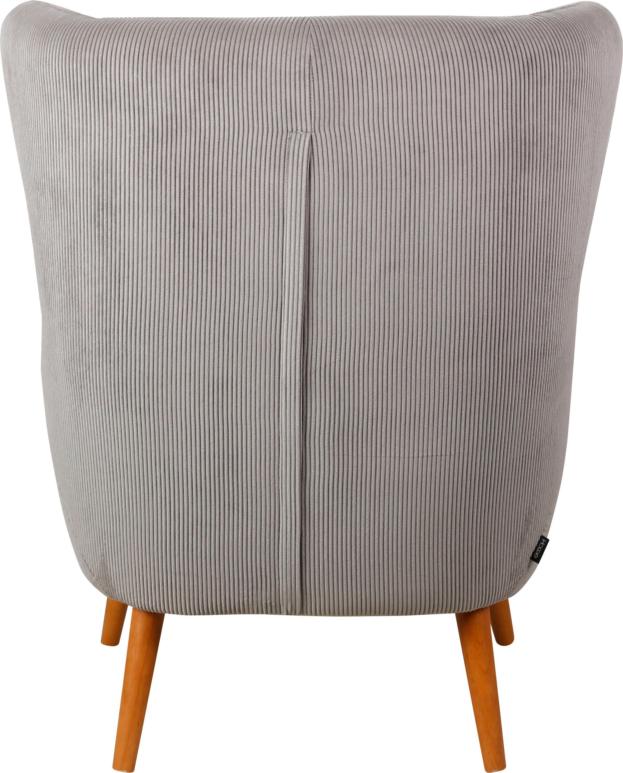 Home affaire Oorfauteuil Yamuna met beklede zitting, frame en poten van massief hout, zithoogte 47 cm