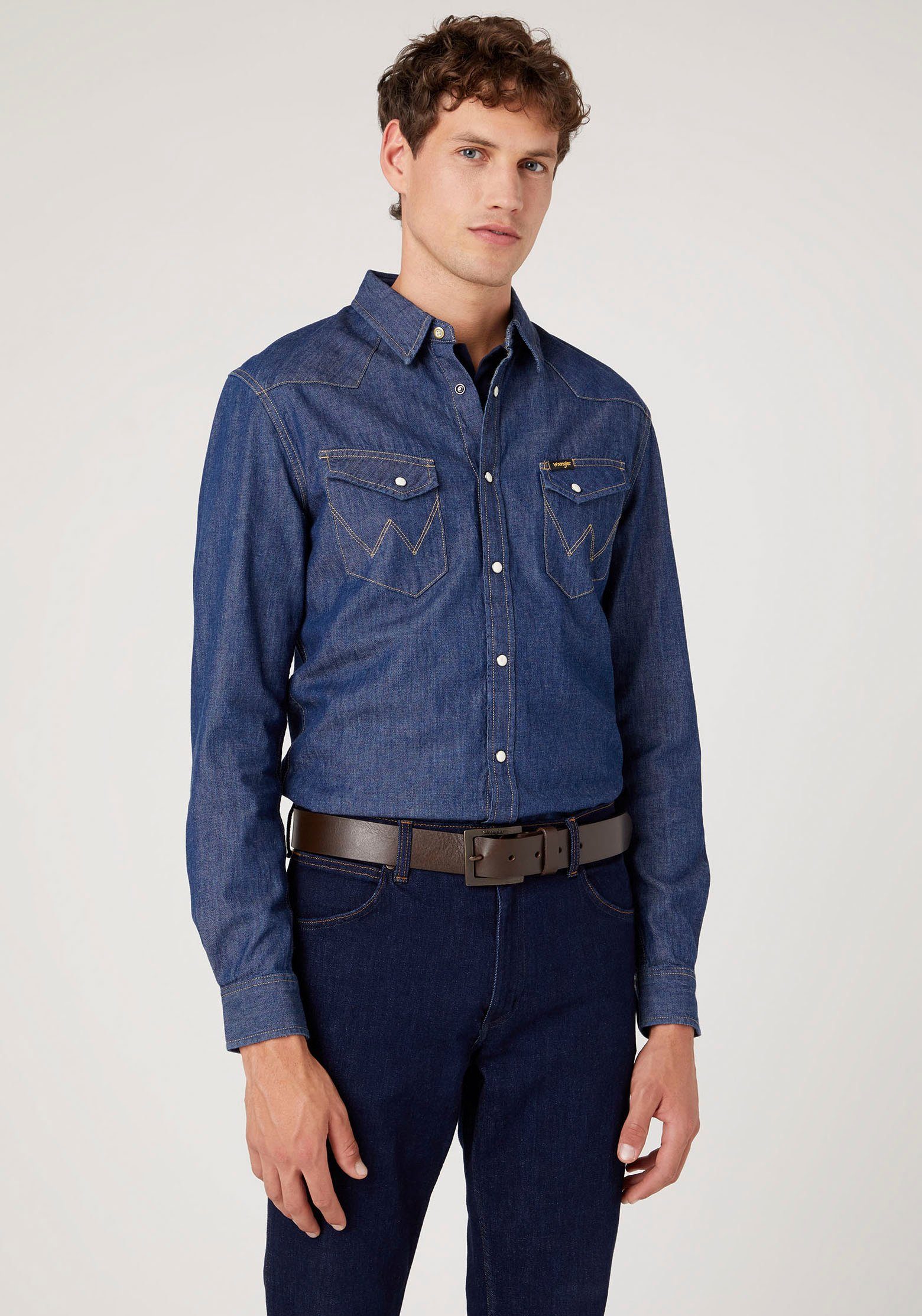 Wrangler Leren riem KABEL BUCKLE