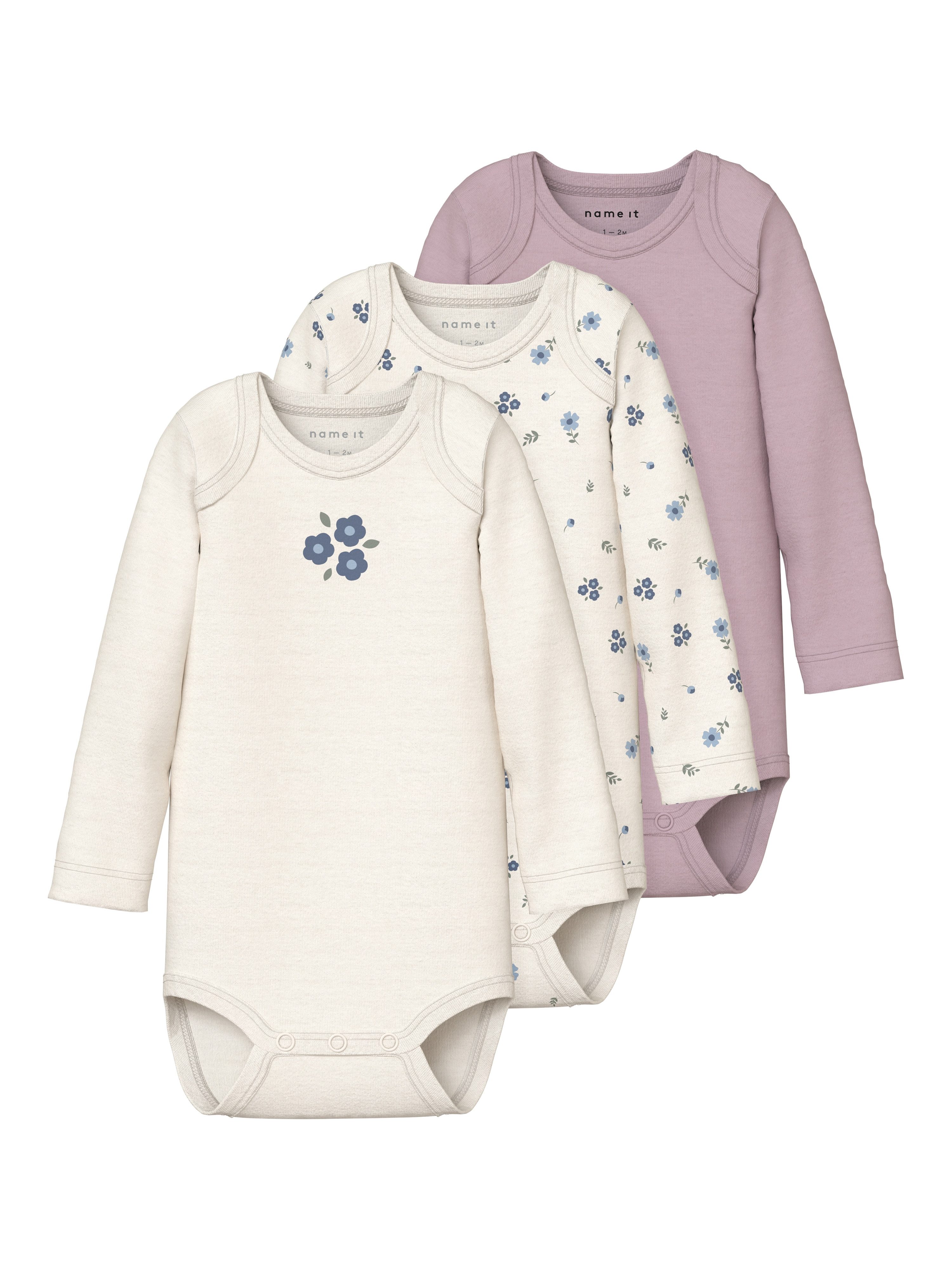 Name It Body NBFBODY 3P LS JET STREAM FLOWER NOOS (set, 3-delig)