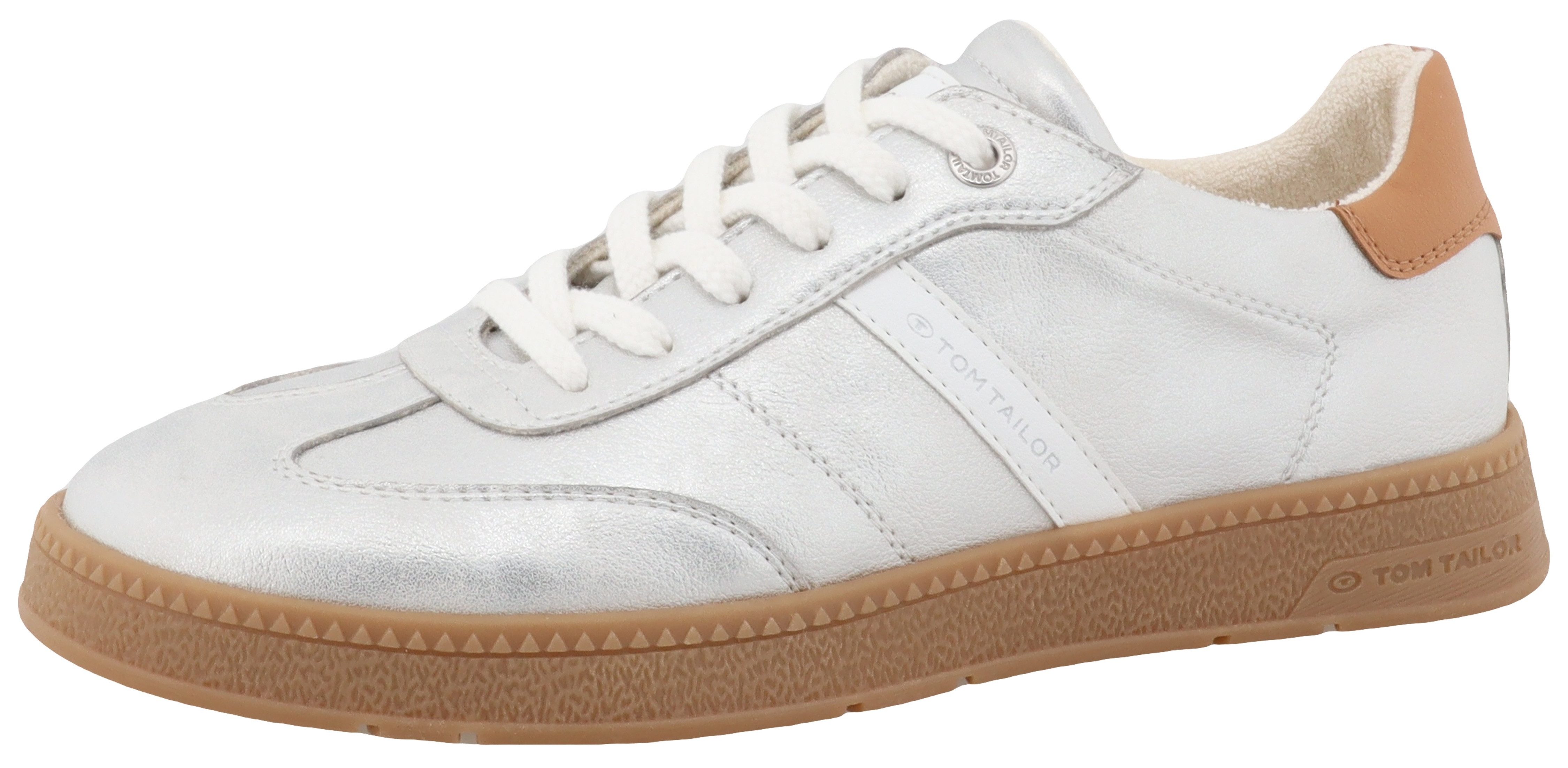 Tom Tailor Sneakers , veterschoenen, vrijetijdsschoen, lage schoen met contrastafwerking op de hiel dames schoenen maat 37 wit