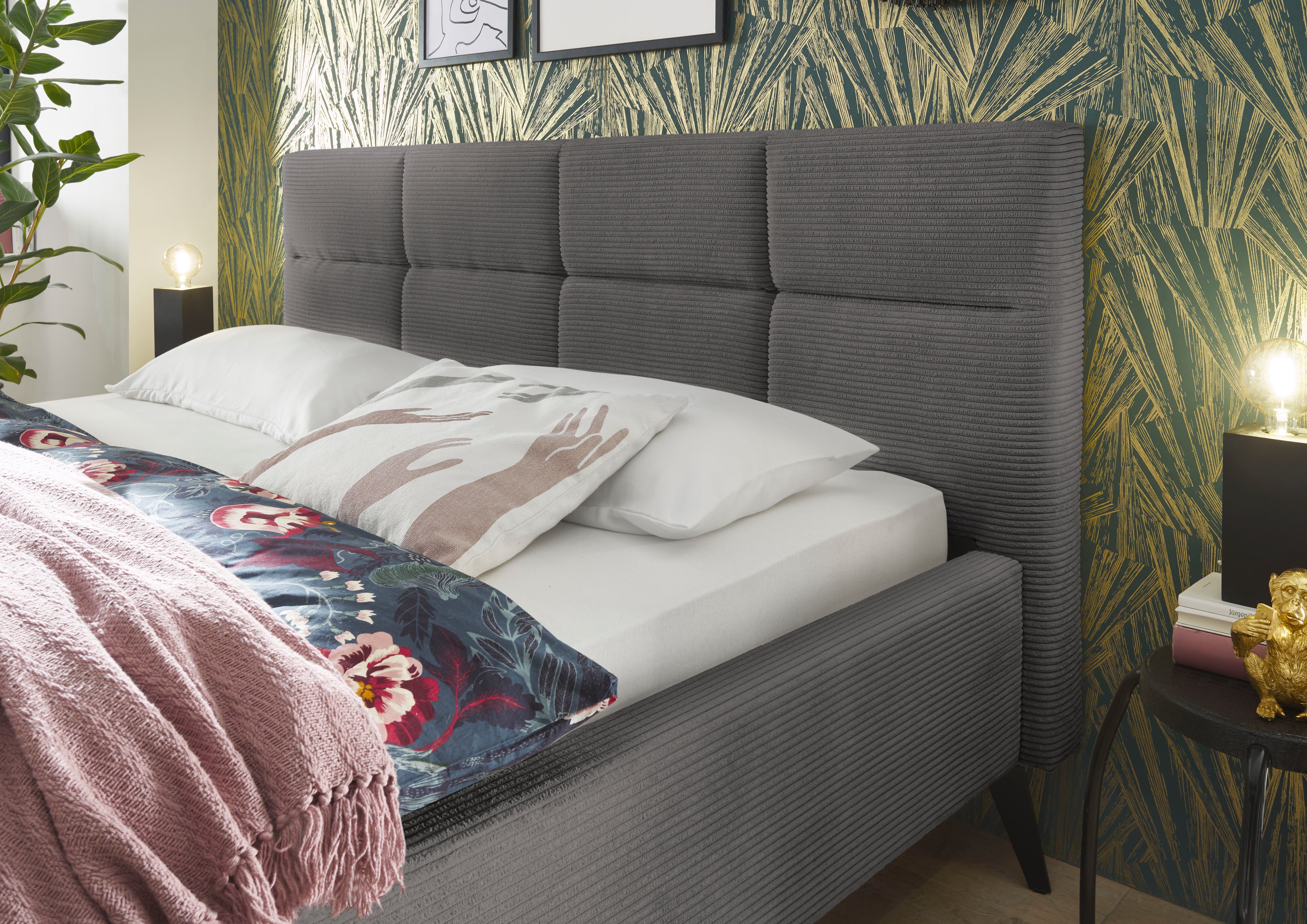 set one by Musterring Gestoffeerd bed Cary naar keuze met matras en lattenbodem, zwarte metalen poten