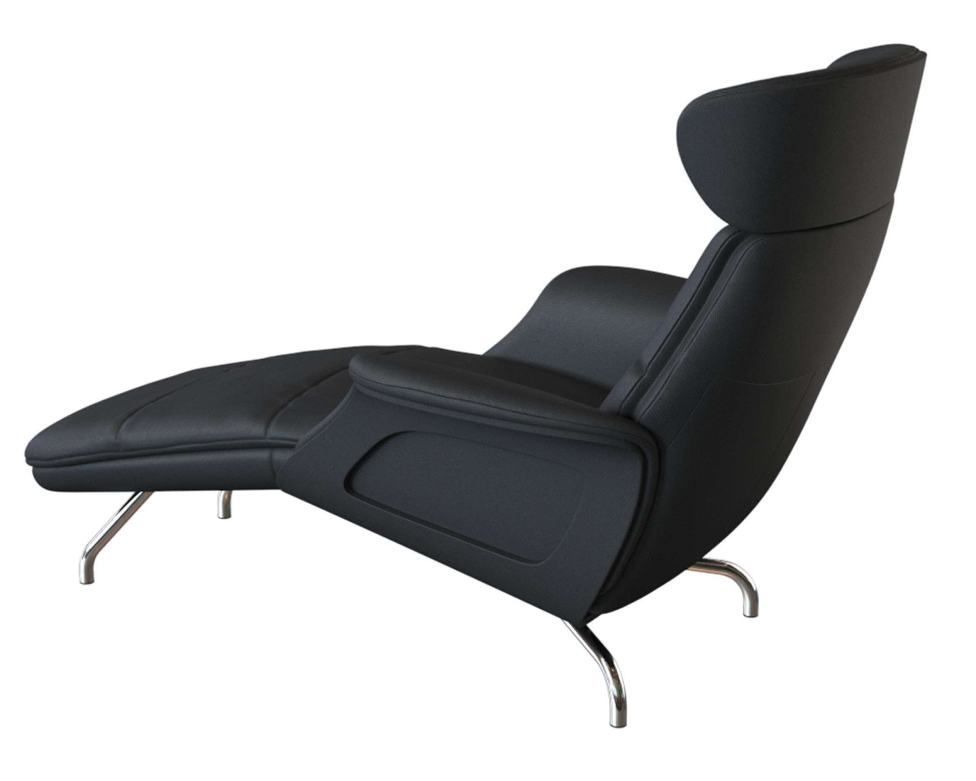 FLEXLUX Loungestoel Clement chaise longue, relaxstoel, ligstoel Rug- en hoofdsteunverstelling, armleuning gepolsterd geolied, voet van aluminium