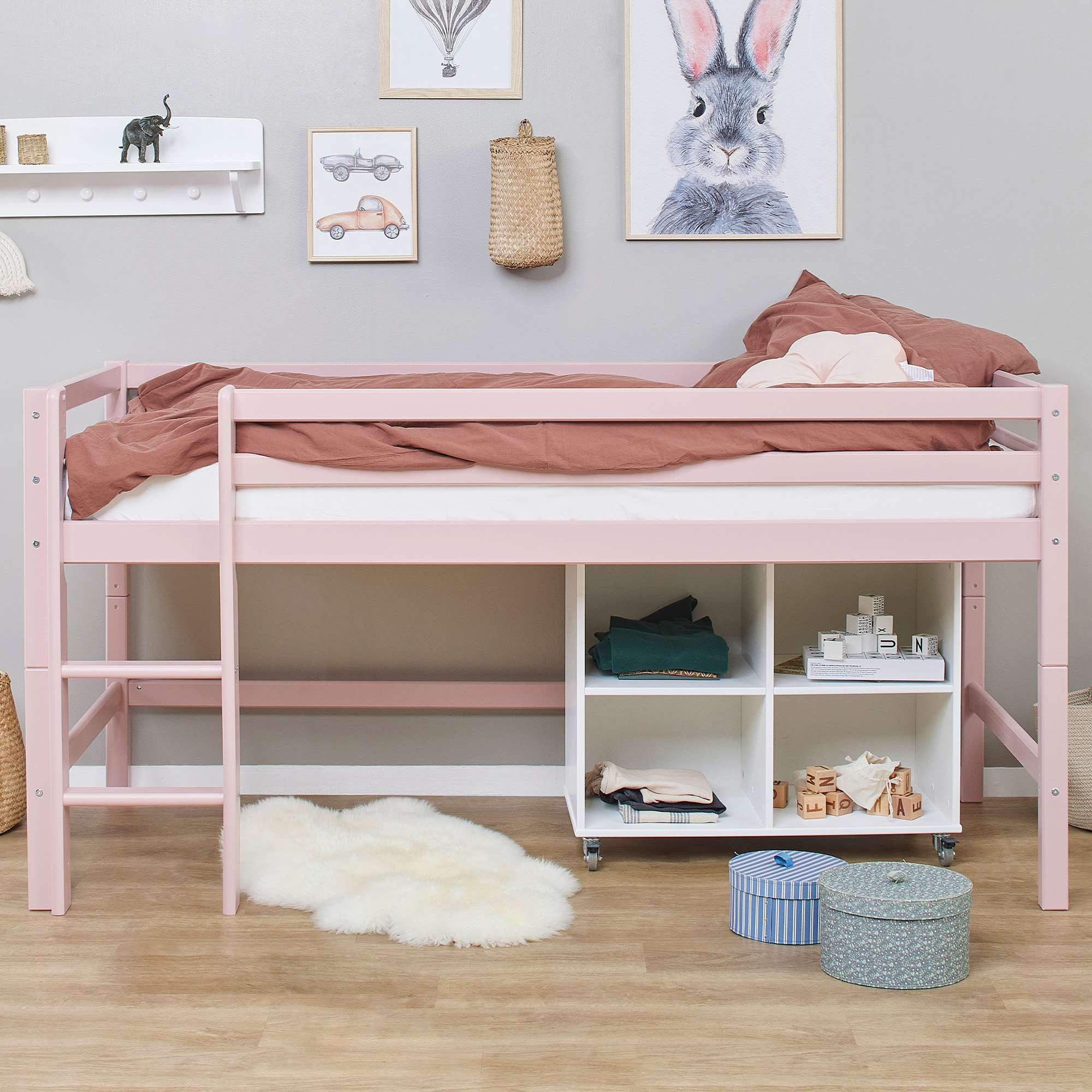 Hoppekids Hoogslaper ECO Dream MY COLOR 90x200, om te bouwen tot een eenpersoonsbed, 4 kleuren (set)