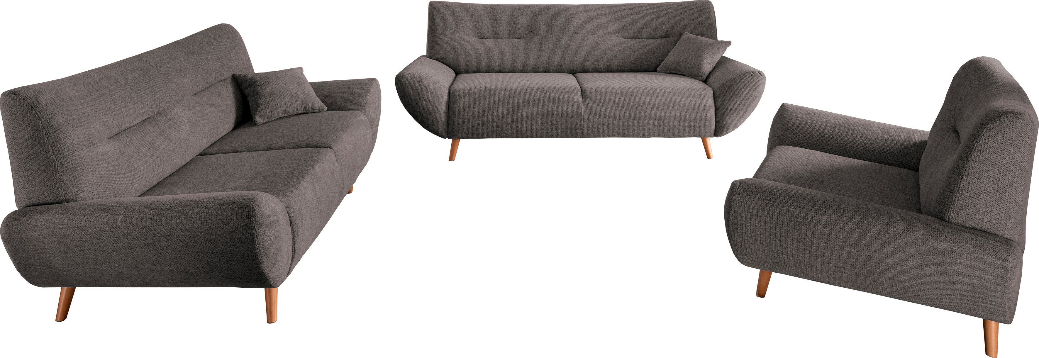 INOSIGN 3-zitsbank Drago, elegant en tijdloos, comfortabel, met houten voet