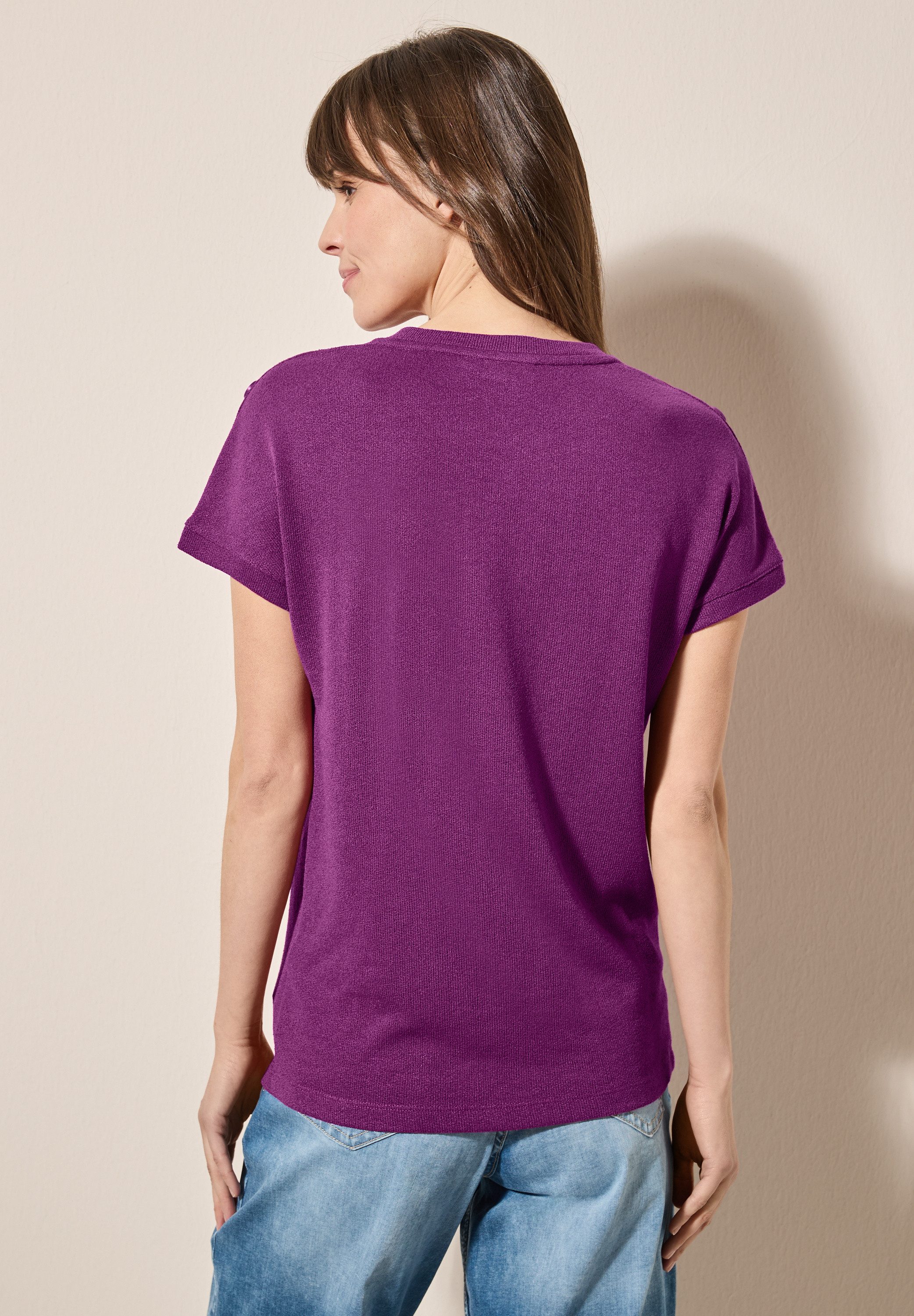 Cecil T-shirt in structuur-look en met knoopdetails