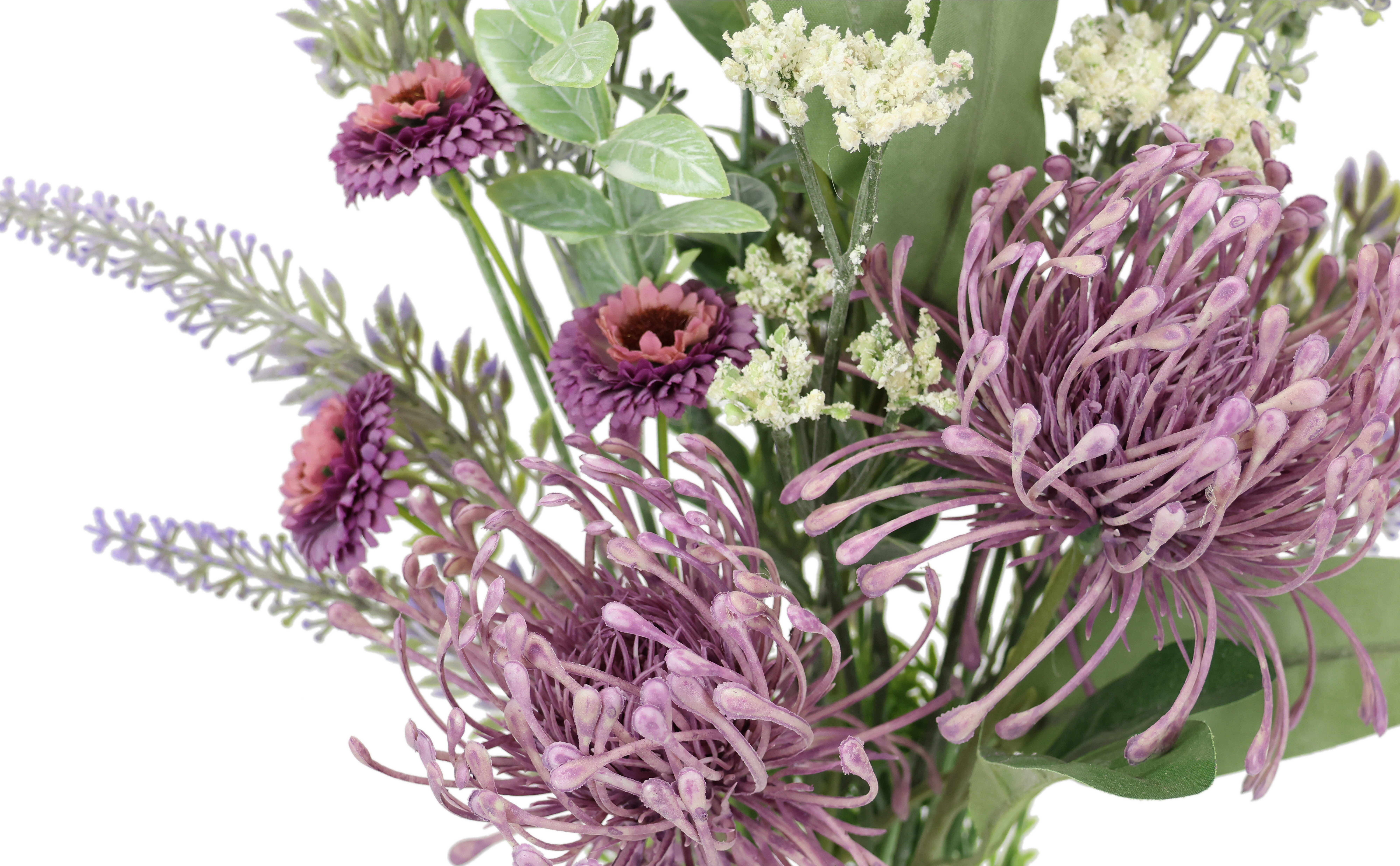 I.GE.A. Kunstbloem nboeket protea, zinnia, lavendel Boeket bloemen, bloemstukken, decoratieve bloem, grafdecoratie (1 stuk)