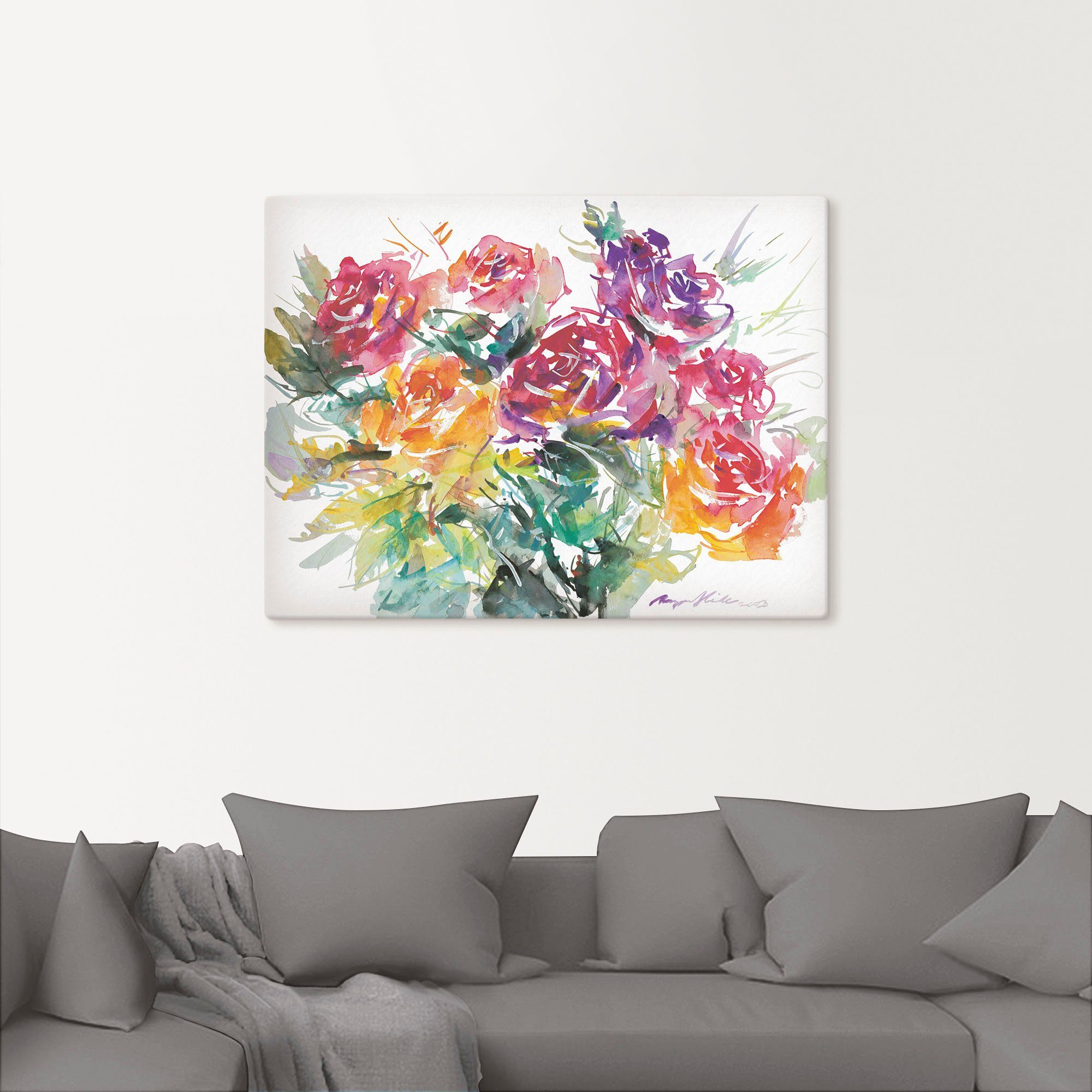 Artland Artprint Bos rozen als artprint op linnen, poster in verschillende formaten maten