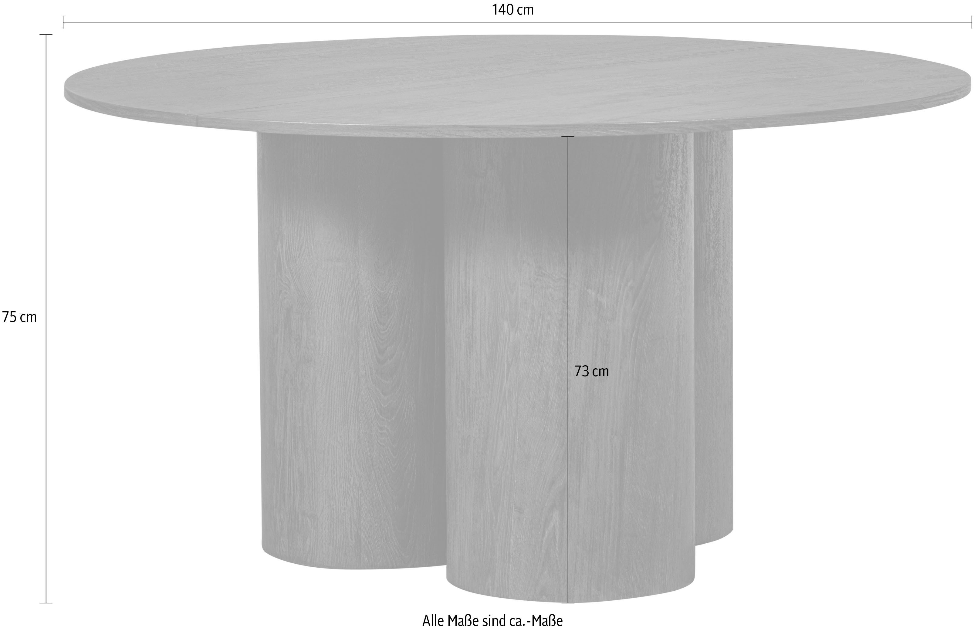 WOOOD Eettafel Oona ronde vorm, duidelijk zichtbare houtnerf, h 75 cm x ø 140 cm