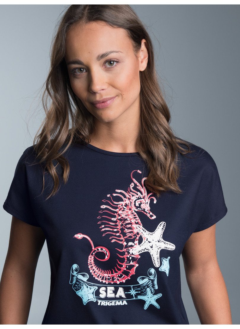 Trigema T-shirt TRIGEMA T-shirt met zeepaard-print (1-delig)