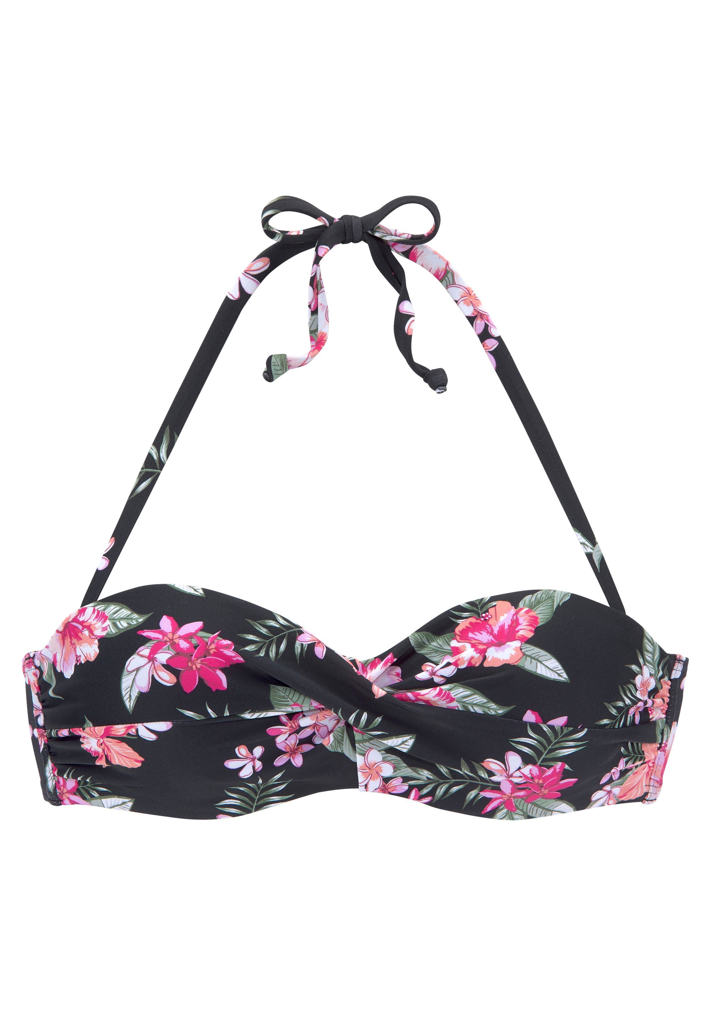 Lascana Beugelbikinitop in bandeaumodel Santini met gebloemd design