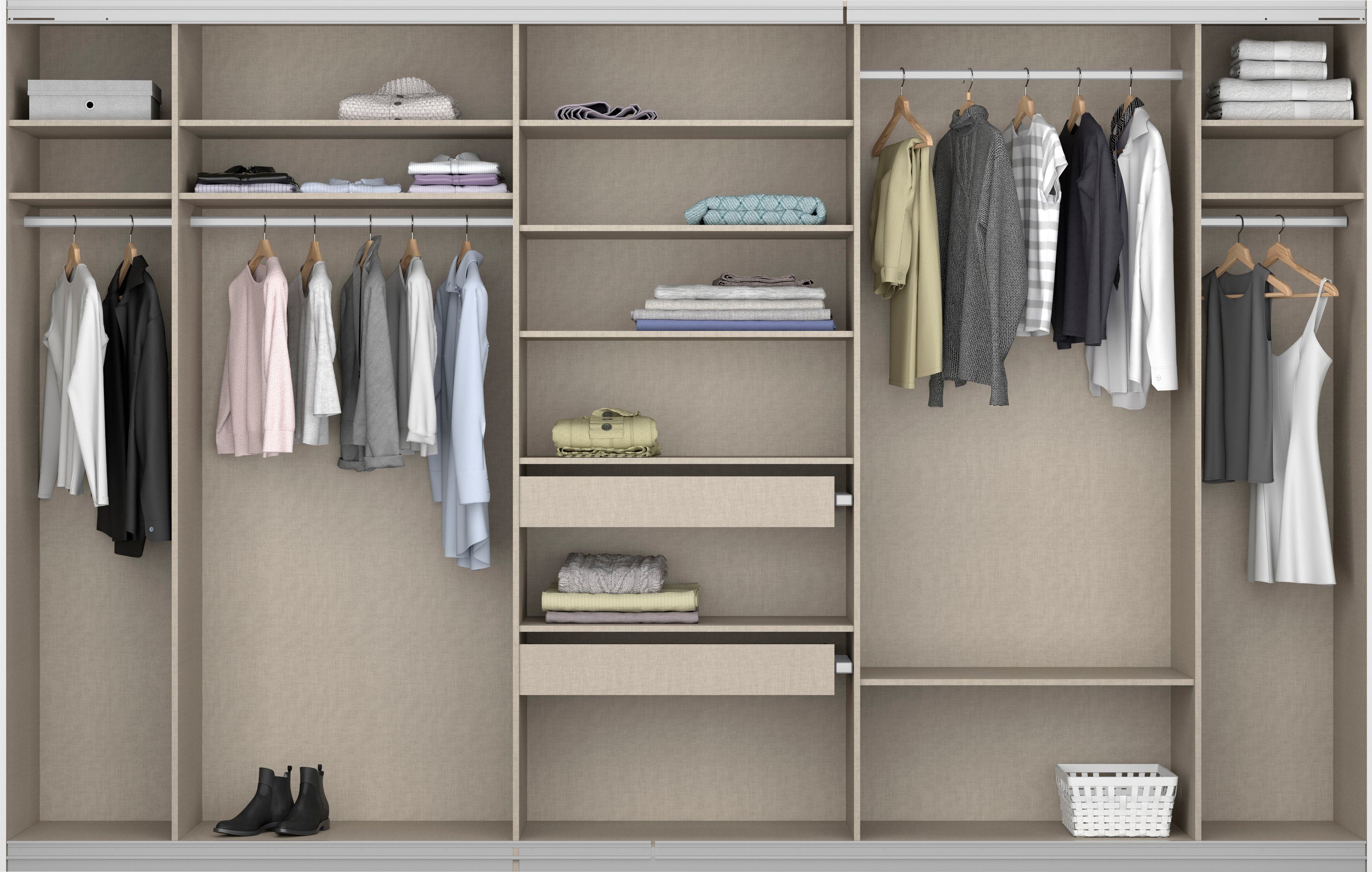 rauch Zweefdeurkast Kledingkast kast garderobe BESTSELLER KOLUNA met spiegel inclusief 2 binnenladen en extra legplanken made in germany