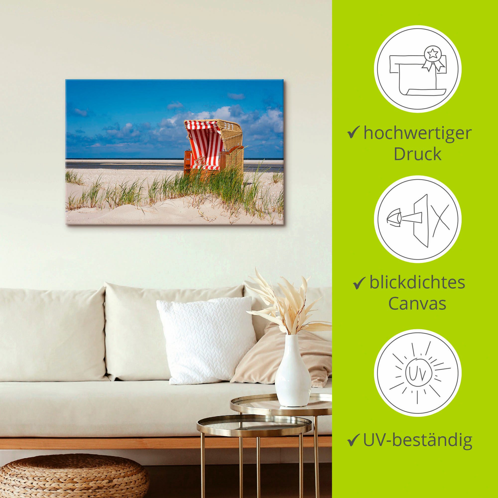 Artland Artprint Strandstoel 337 als artprint op linnen, muursticker in verschillende maten