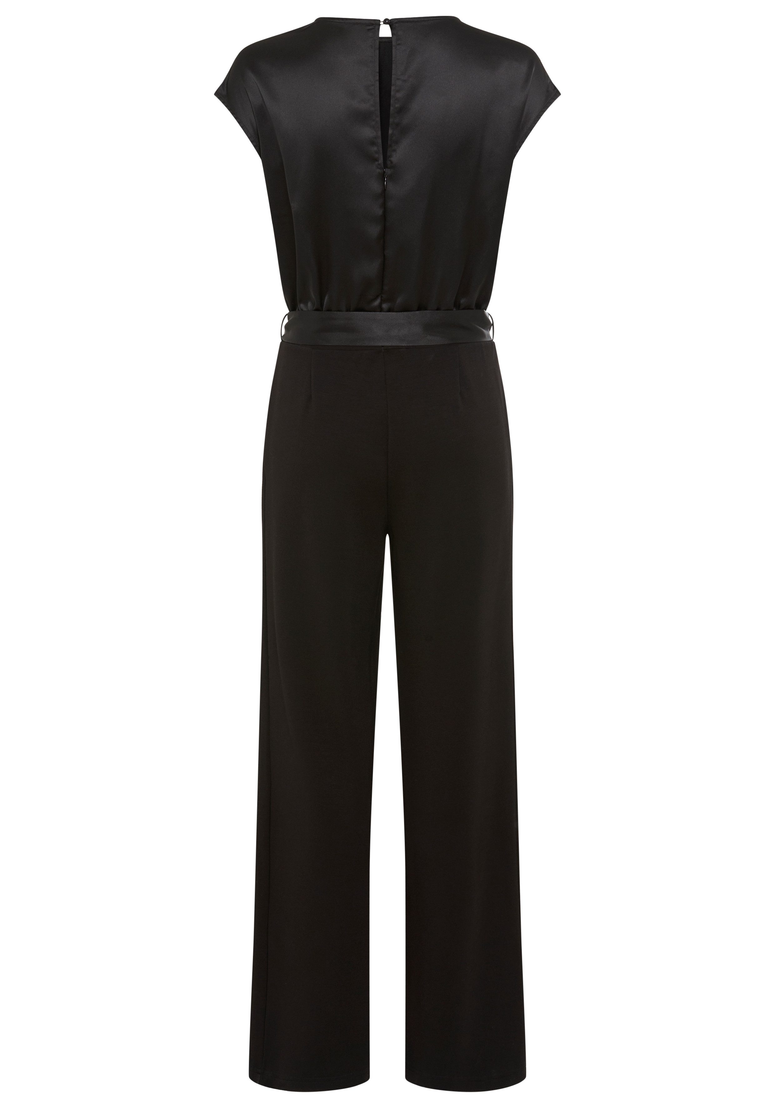 Laura Scott Jumpsuit van glanzend satijn met comfortabele jersey broek - nieuwe collectie