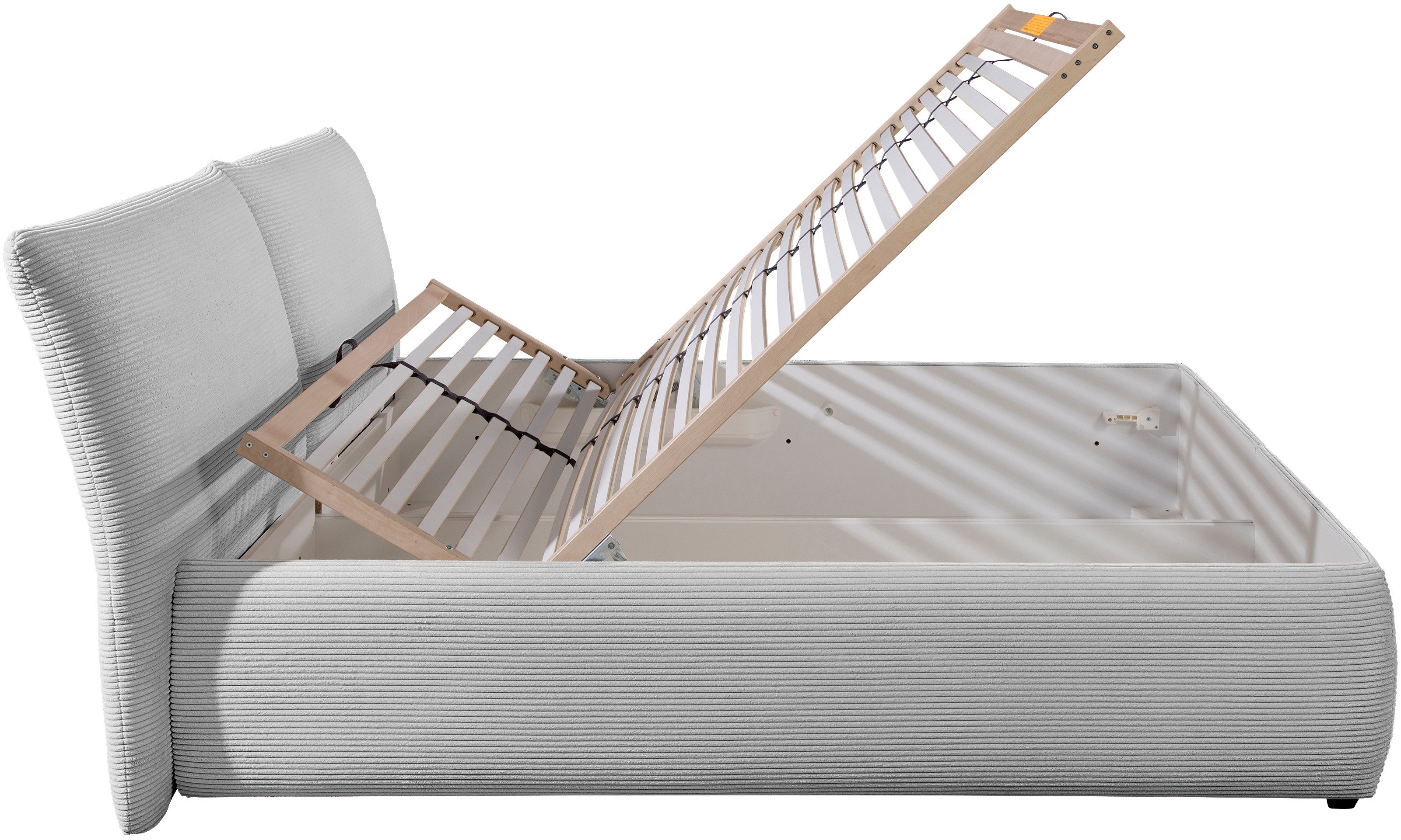 Maintal Gestoffeerd bed Wiesenbach, met cord-stof optioneel in hardheidsgraad h2, h3 of h4