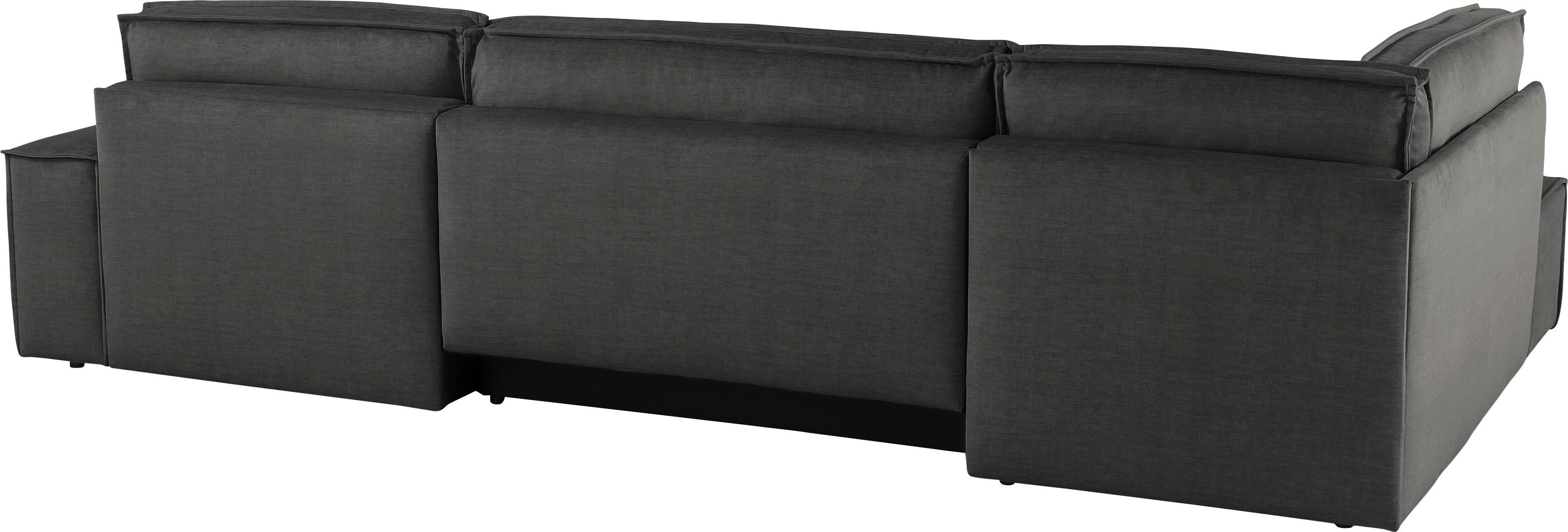 Home affaire Zithoek SHERWOOD 329 cm, U-vorm, slaapbank, Slaapfunctie met bedkist (194x139 cm), cord, vintage, fluweel
