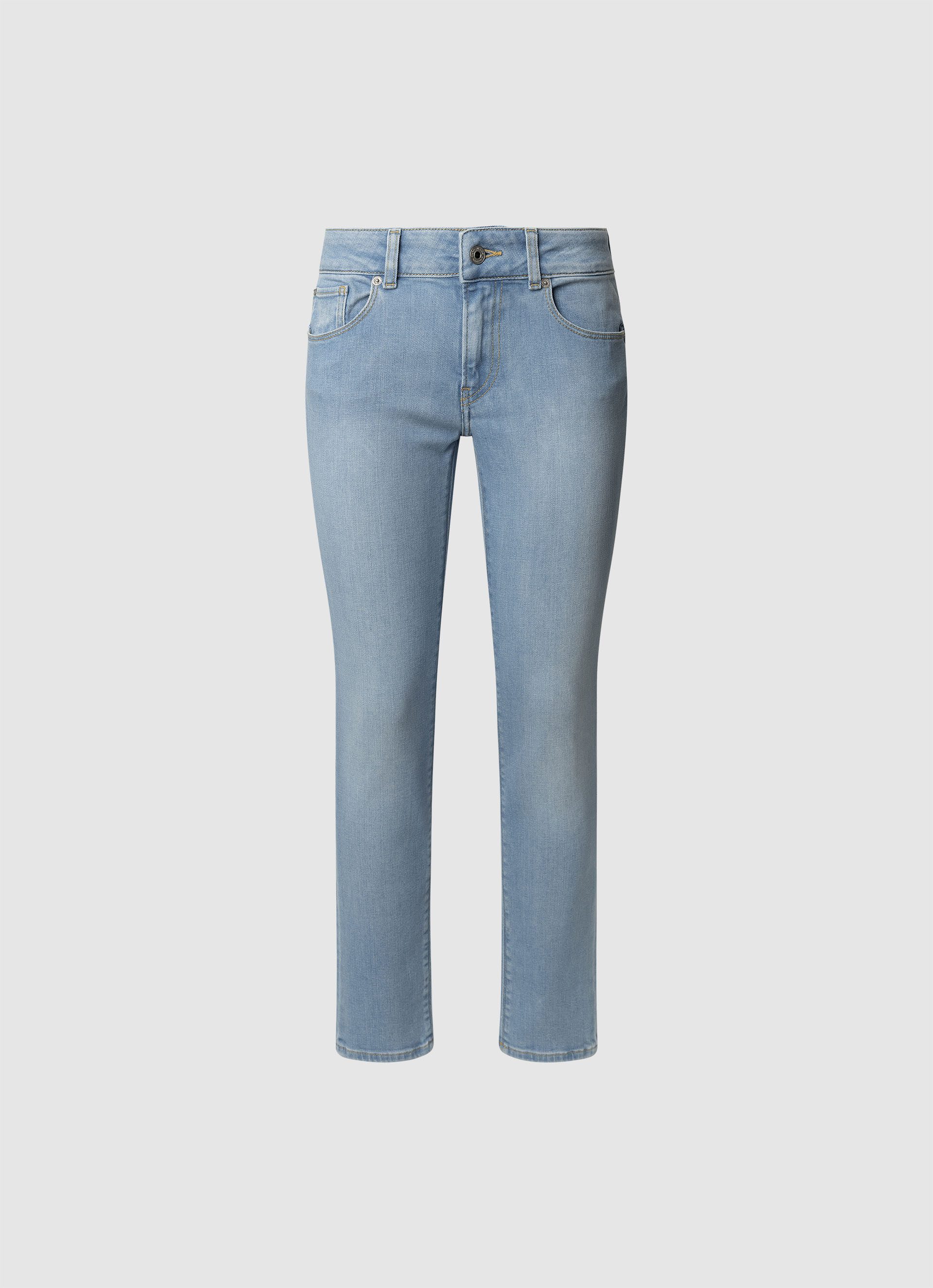 Pepe Jeans Slim fit jeans SLIM JEANS MW met extra brede tailleband met dubbele knoopsluiting