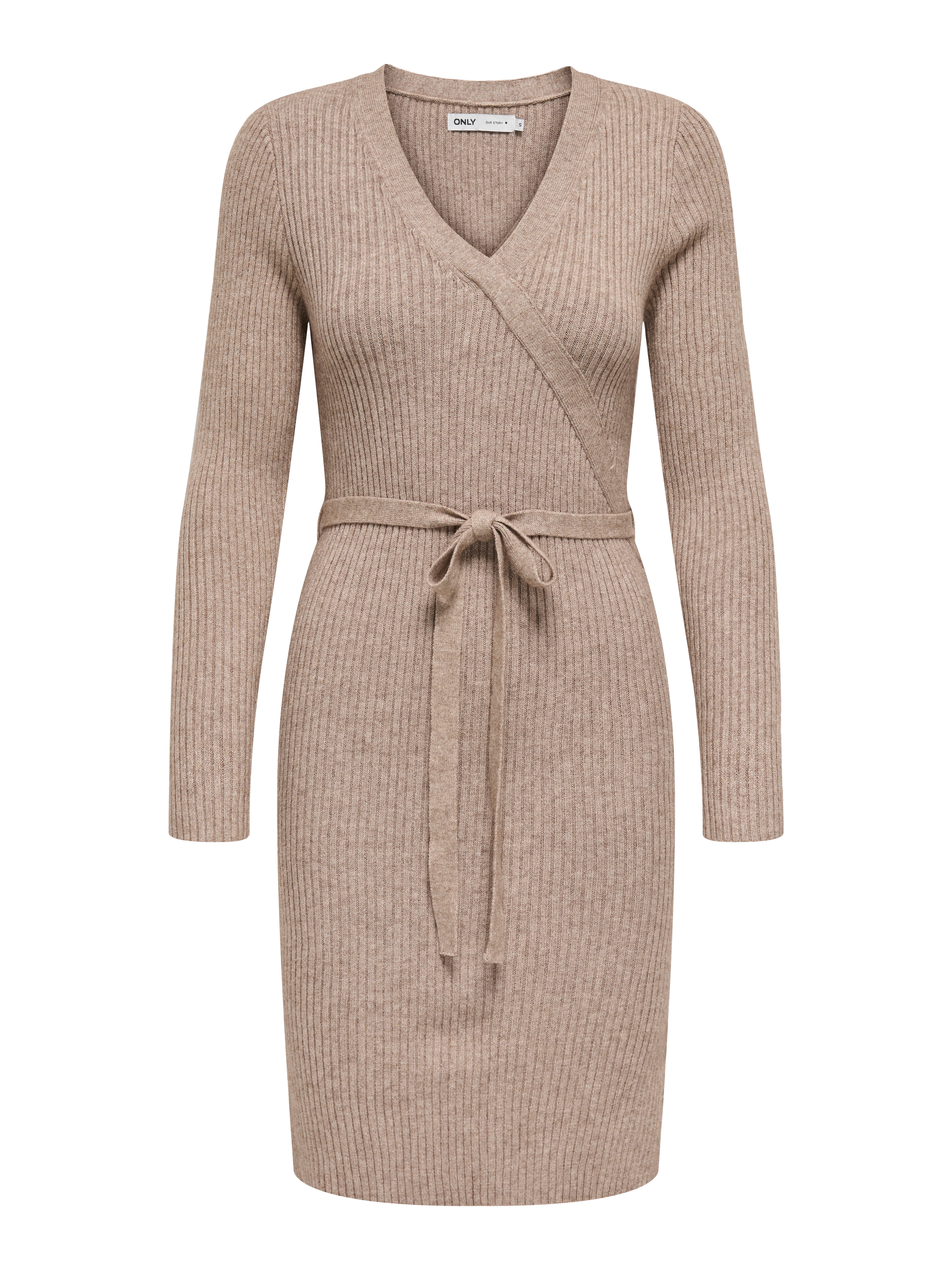 Only Gebreide jurk ONLVENLO L/S RIB WRAP DRESS RP KNT